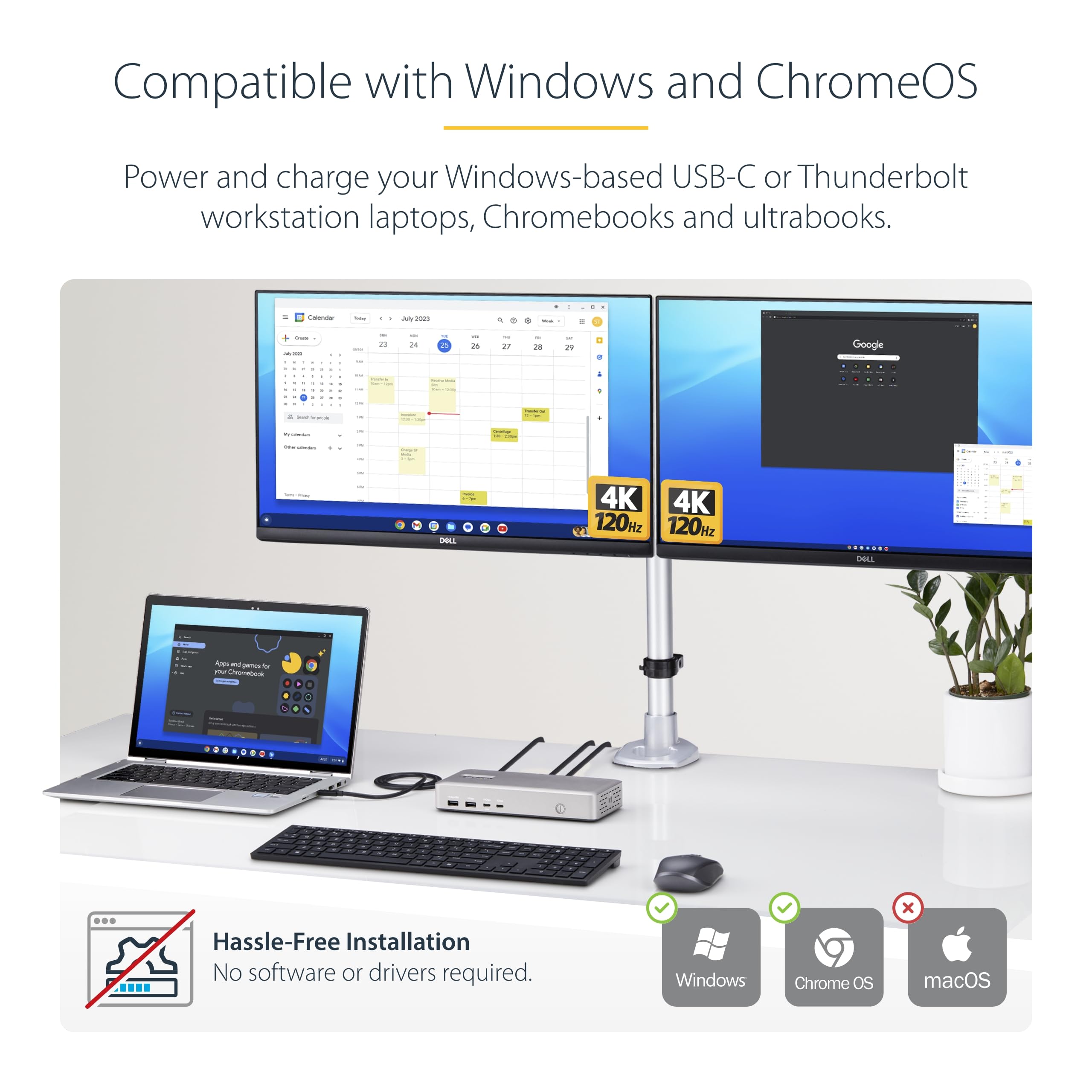 Startech.Com Usb C Docking Station (10 In 1, Usb4), Up To 100W Charging For Laptop, 40Gbps Data Transfer, 2.5Gb Ethernet, Single