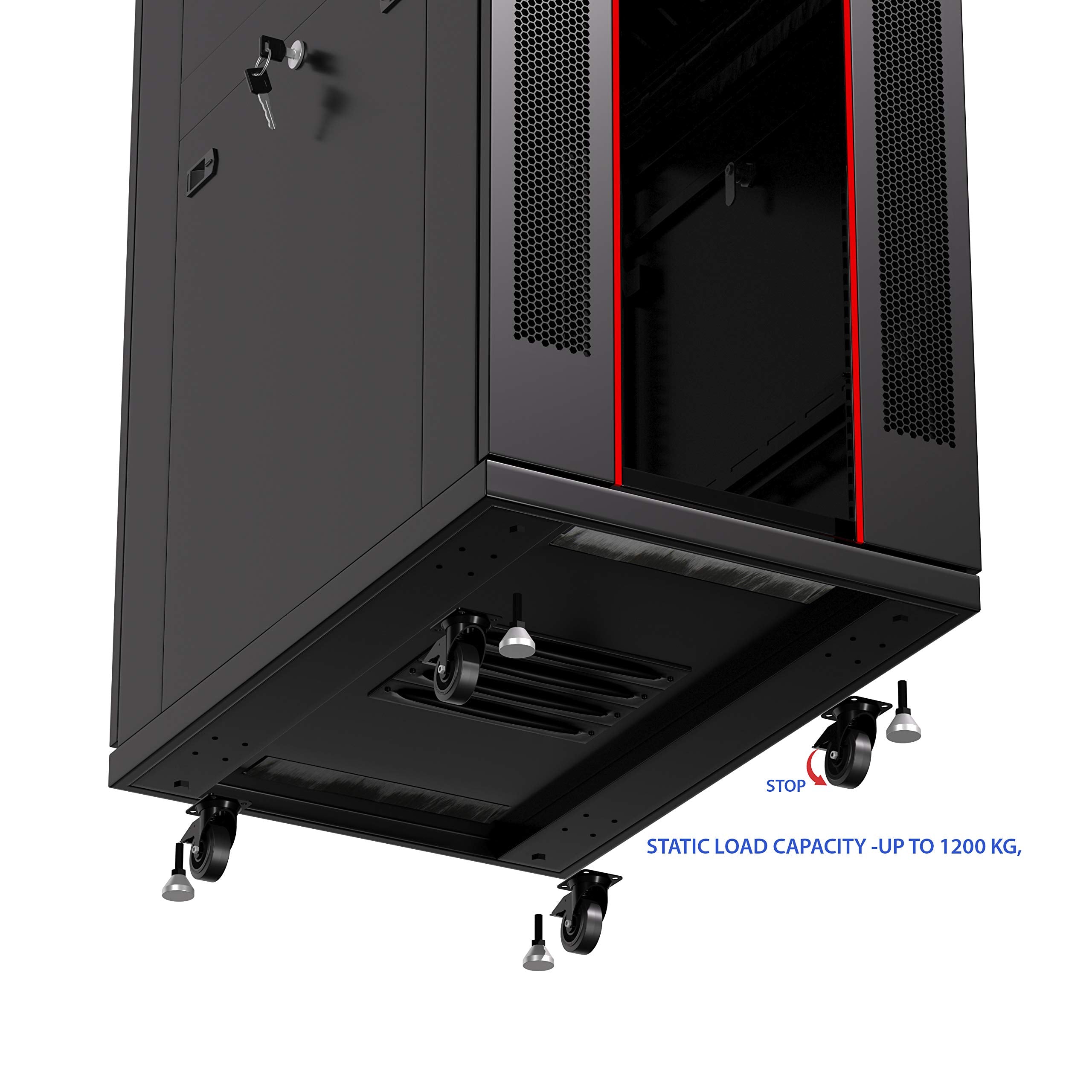 Sysracks Server Rack Network Cabinet 37U Locking Deep Server Cabinet 32 Inch Depth Floor Network Rack On Wheels� Portable Computer Cabinet   4 X Fans   Thermostat   Pdu   Lcd Screen   Sensor   Shelf