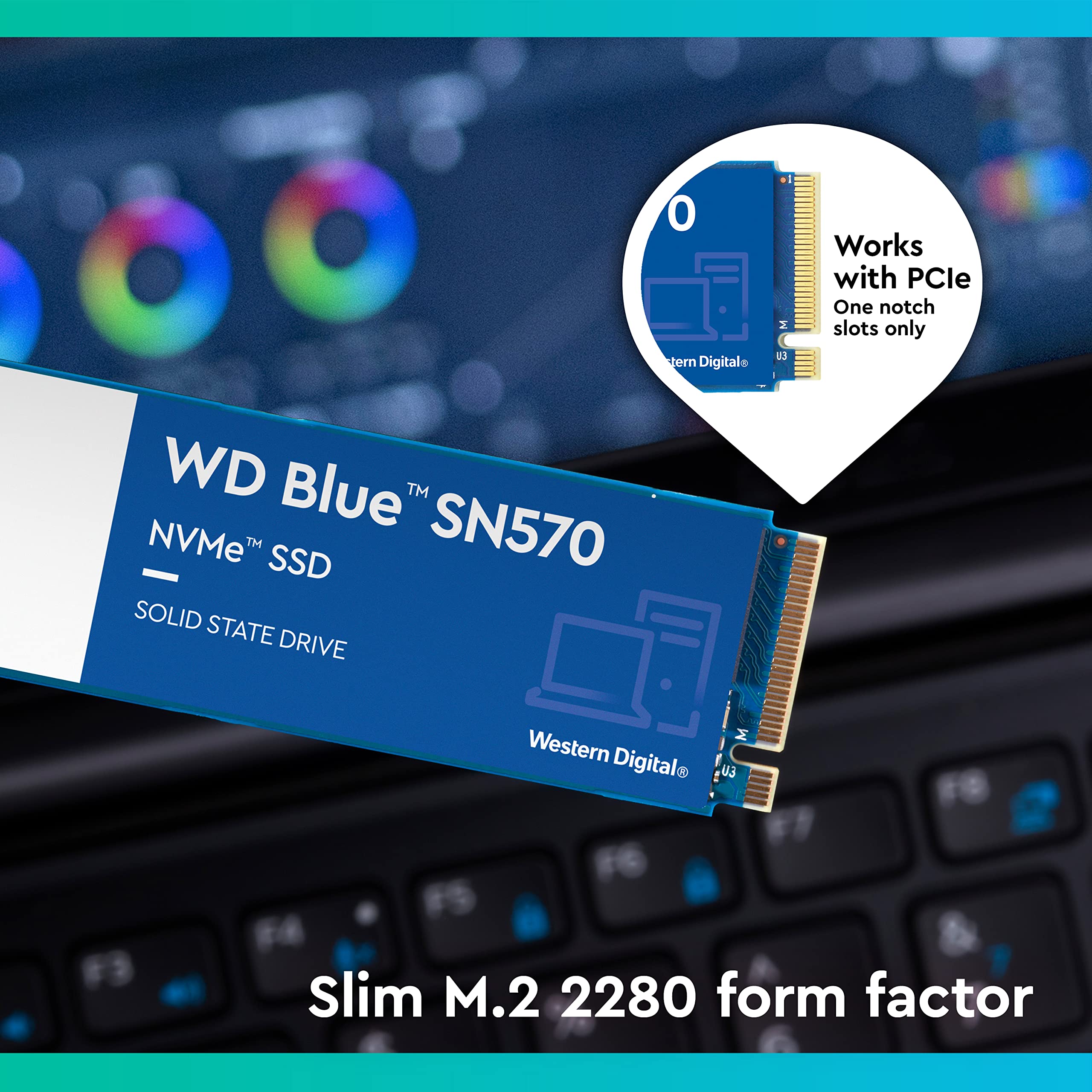 Western Digital 1Tb Wd Blue Sn570 Nvme Internal Solid State Drive Ssd - Gen3 X4 Pcie 8Gb/S, M.2 2280, Up To 3,500 Mb/S - Wds100T