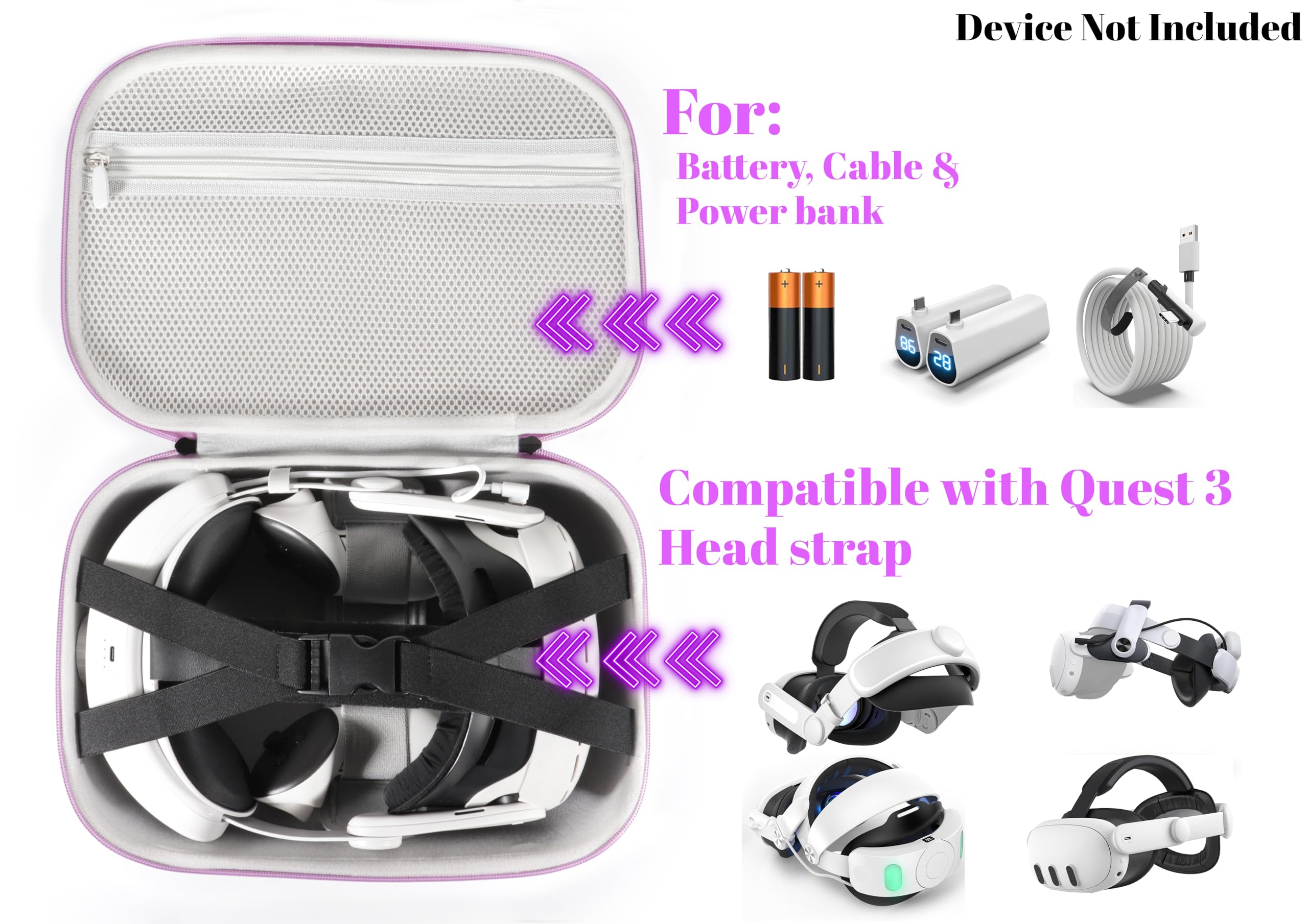 Casesack Case Compatible With Meta Quest 3/ 3S And Meta Quest 2, Organizing Travel Case For Vr Headset, Controller And Accessori