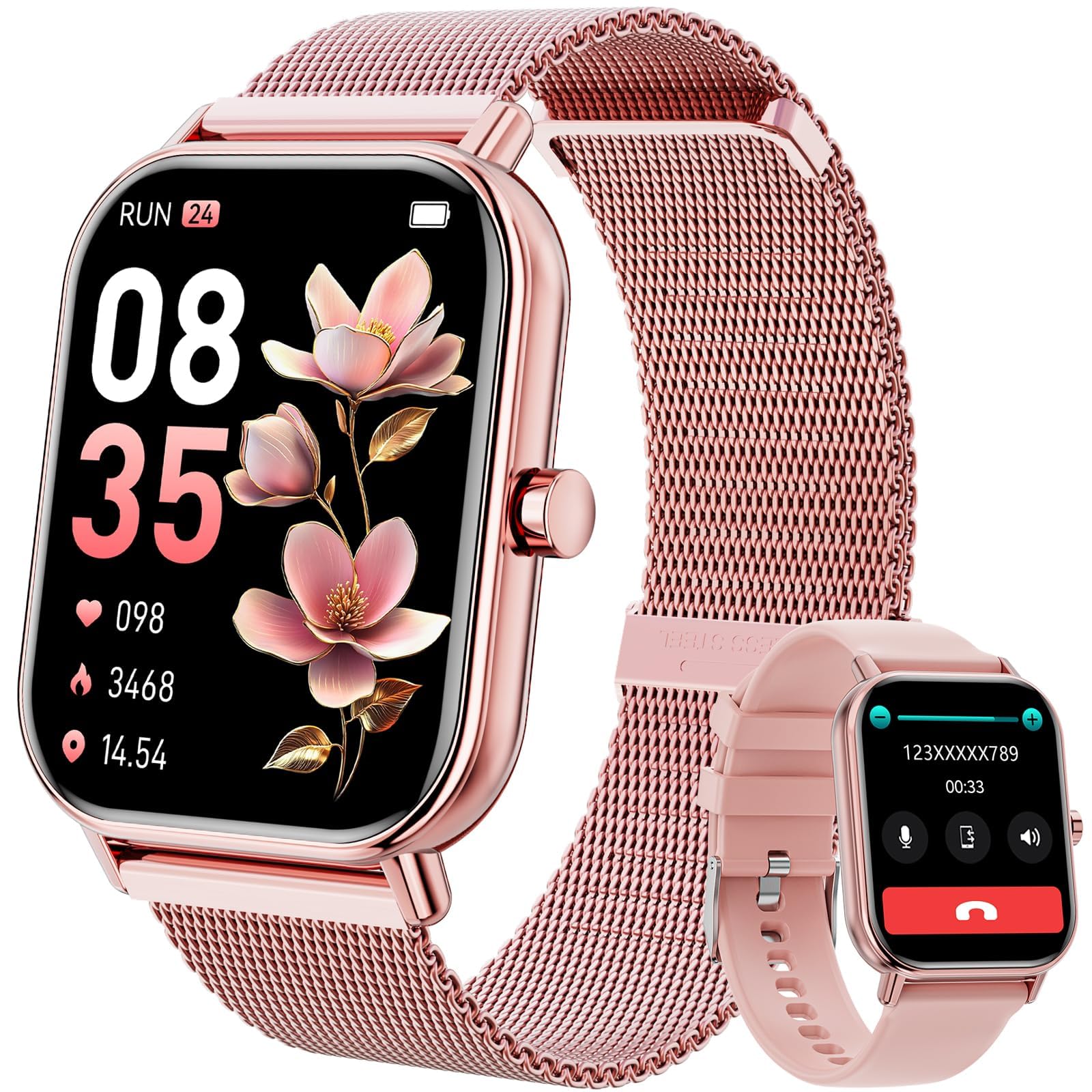 Smart Watch for Women Men, Fitness Tracker Watch for Android Phones iPhone Compatible, 1.85 Smart Watches for Women Men with Blo