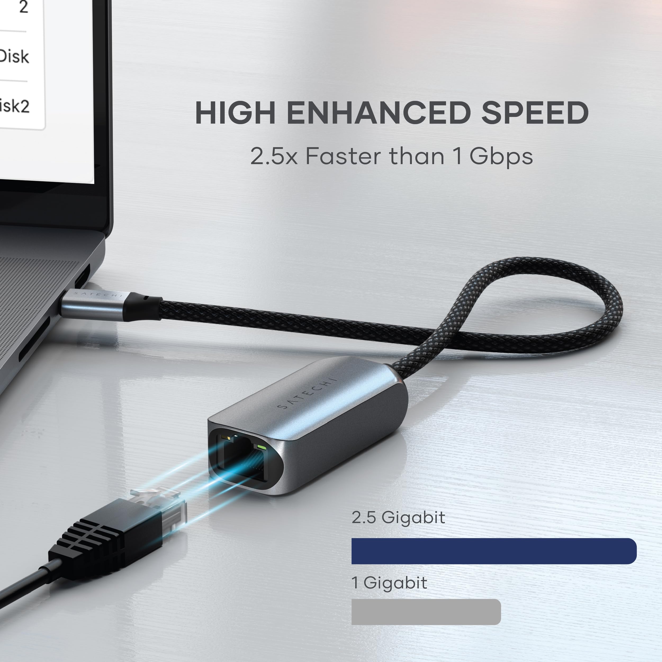 Satechi Usb C 2.5 Gigabit Ethernet Adapter, Usb C To Ethernet Adapter Up To 2.5 Gb For Faster Speed, For Macbook Pro, Macbook Ai