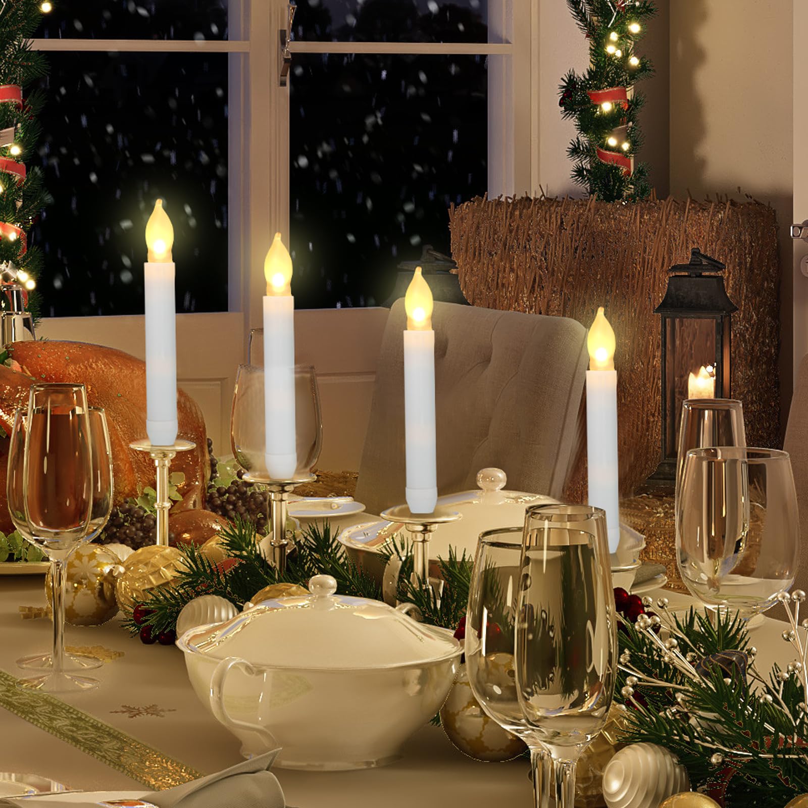 Macarrie 108 Pieces Flameless Led Taper Candles Battery Operated Candles, Flickering Light, Electric Handheld Candlesticks For C