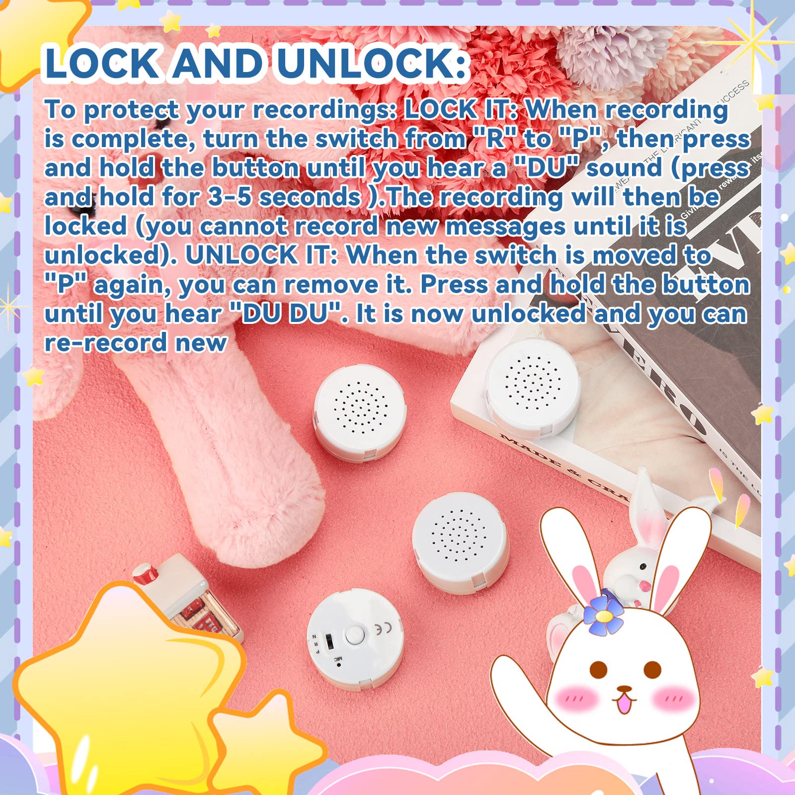 12 Pcs Voice Recorder For Stuffed Animal, Sound Recorder Music Recordable Sound Module Recording Device Record Custom Message Fo