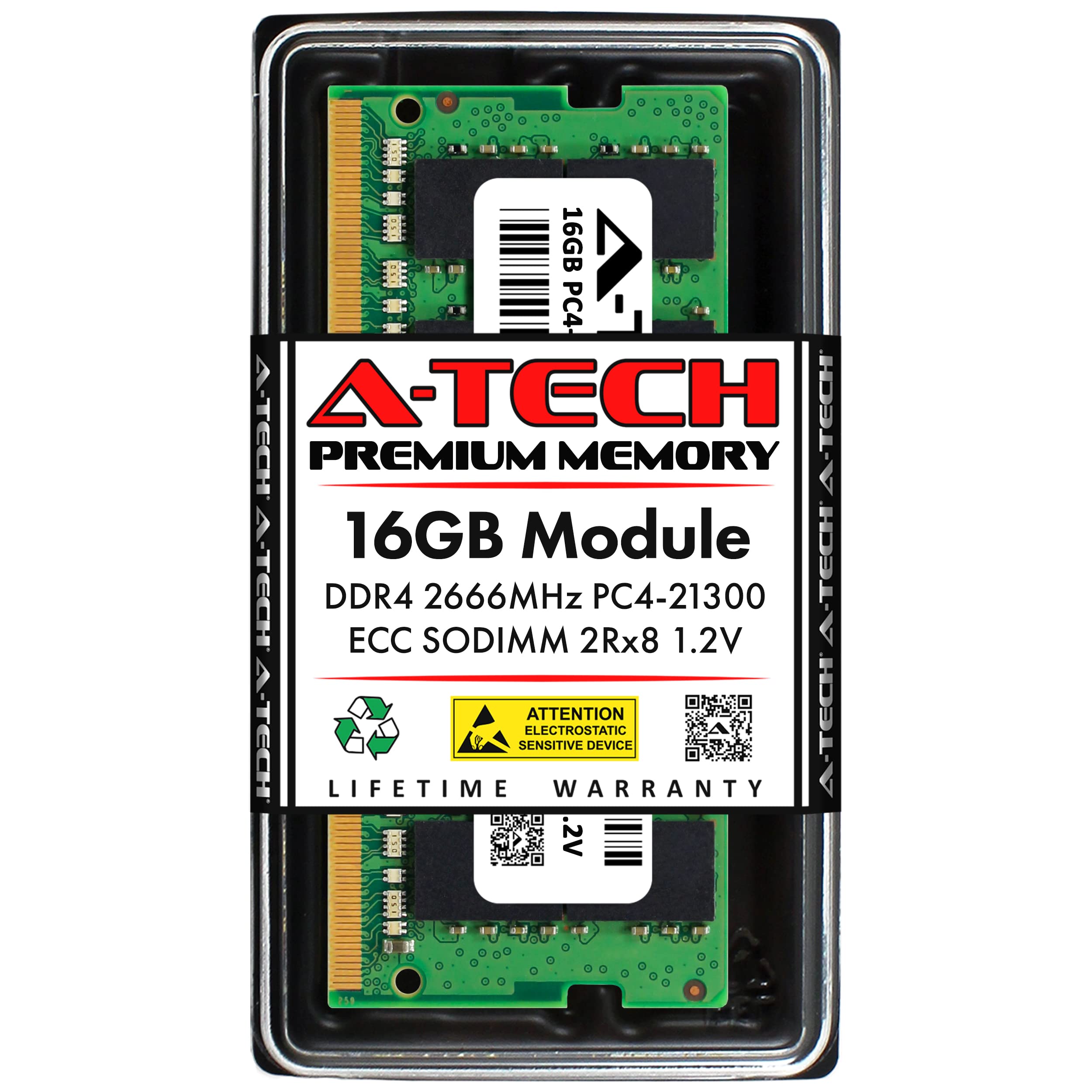 A Tech 16Gb Ddr4 2666Mhz Pc4 21300 (Pc4 2666V) Cl19 Ecc Sodimm 2Rx8 1.2V 260 Pin Ram Memory For Microserver, Workstation, And Ne