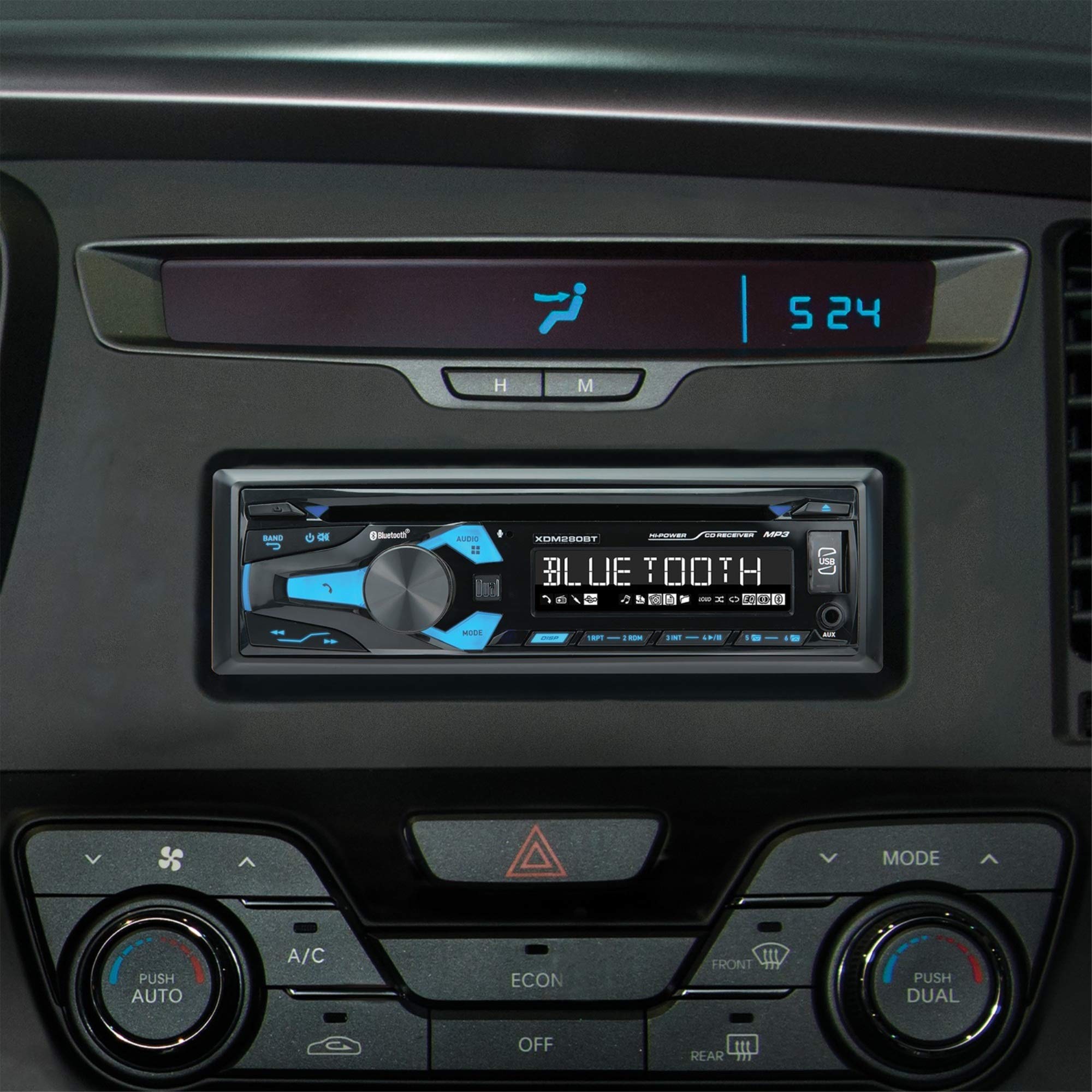 Dual Single Din Am/Fm Cd Player Bt Usb Aux 50Wx4F/R Outputs