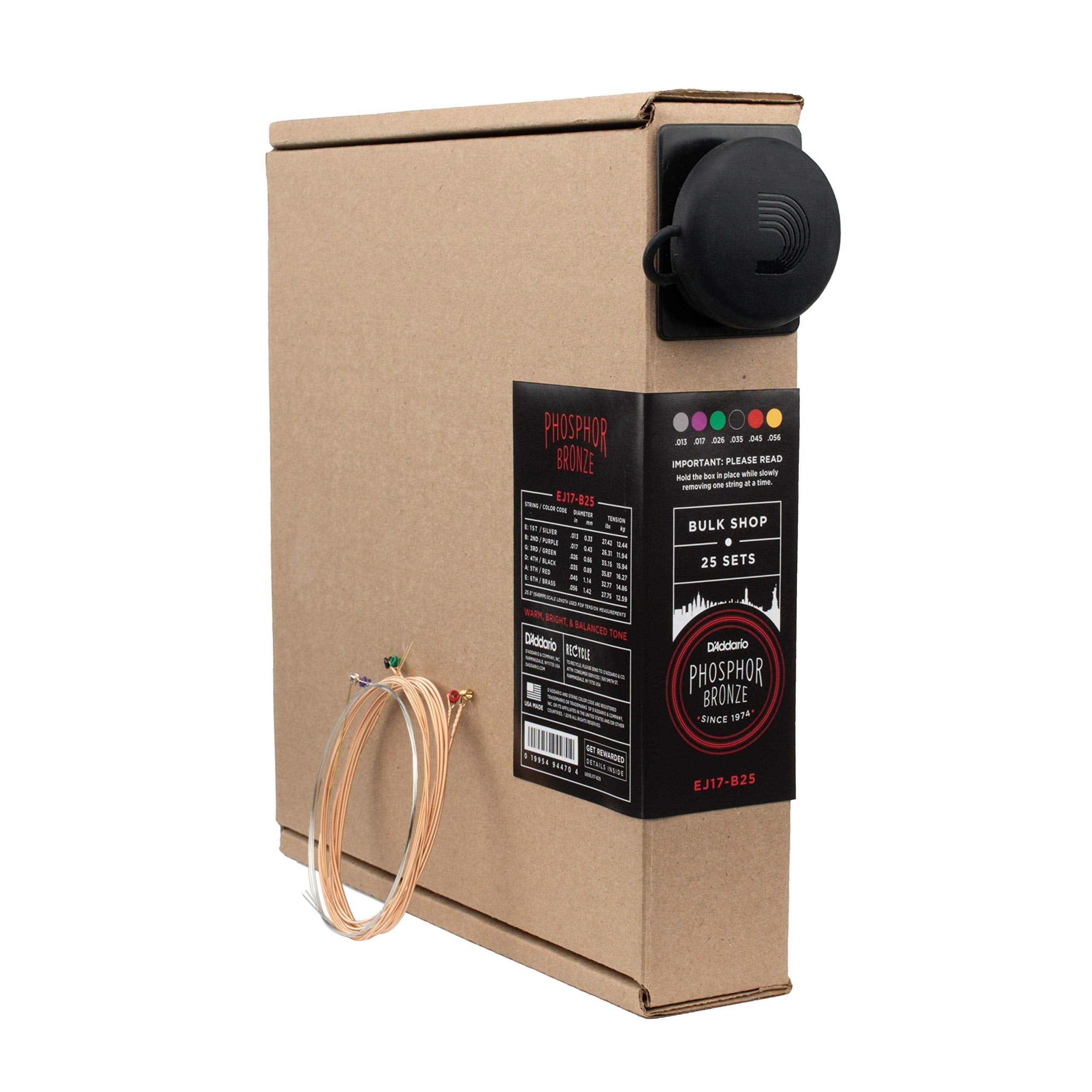 Daddario Guitar Strings   Phosphor Bronze Acoustic Guitar Strings   Ej17 B25   Rich, Full Tonal Spectrum   For 6 String Guitars 