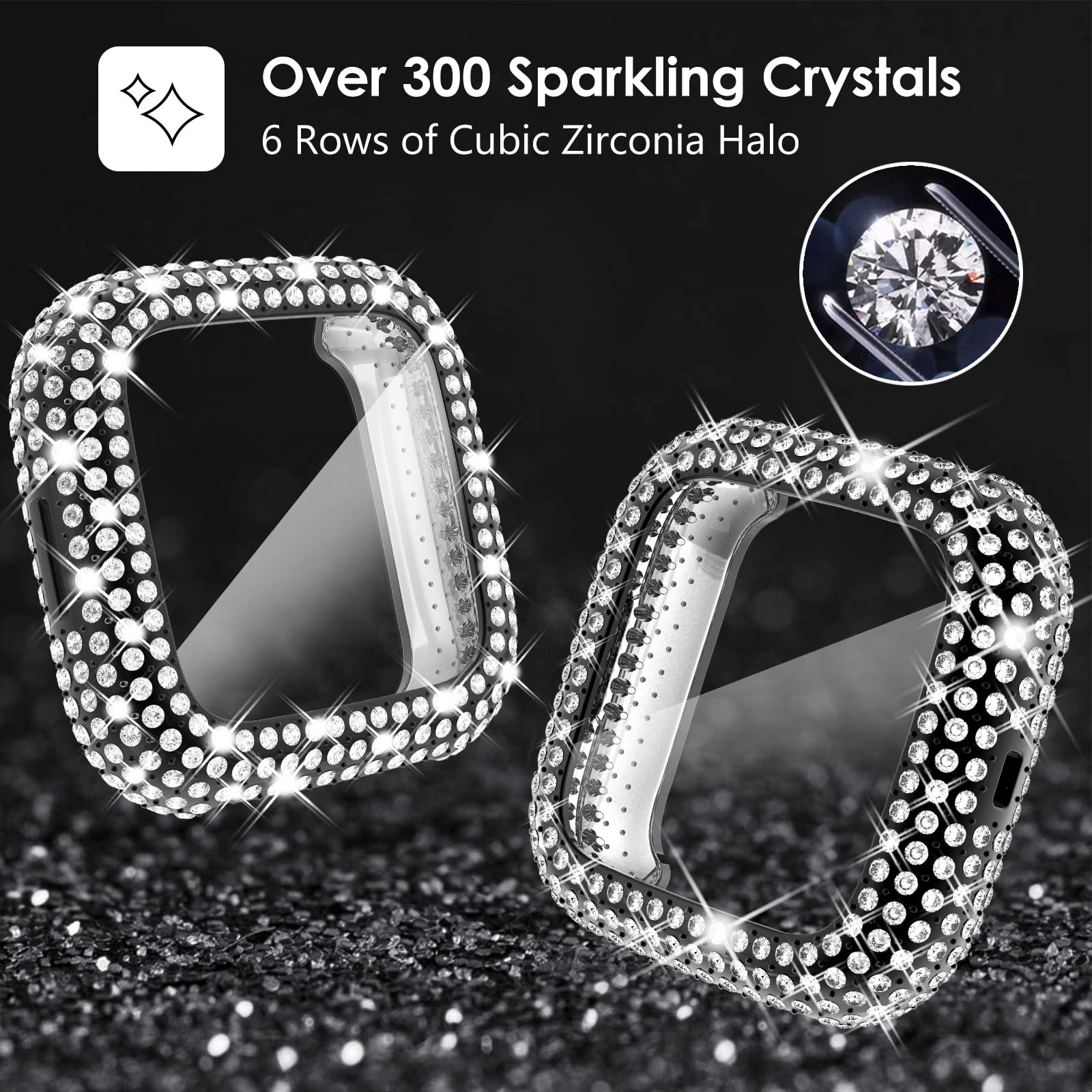 Chanchy 4 Pack Bling Case Compatible With Fitbit Versa 2, Over 200 Crystal Soft Tpu Full Protective Case Cover Bumper For Fitbit