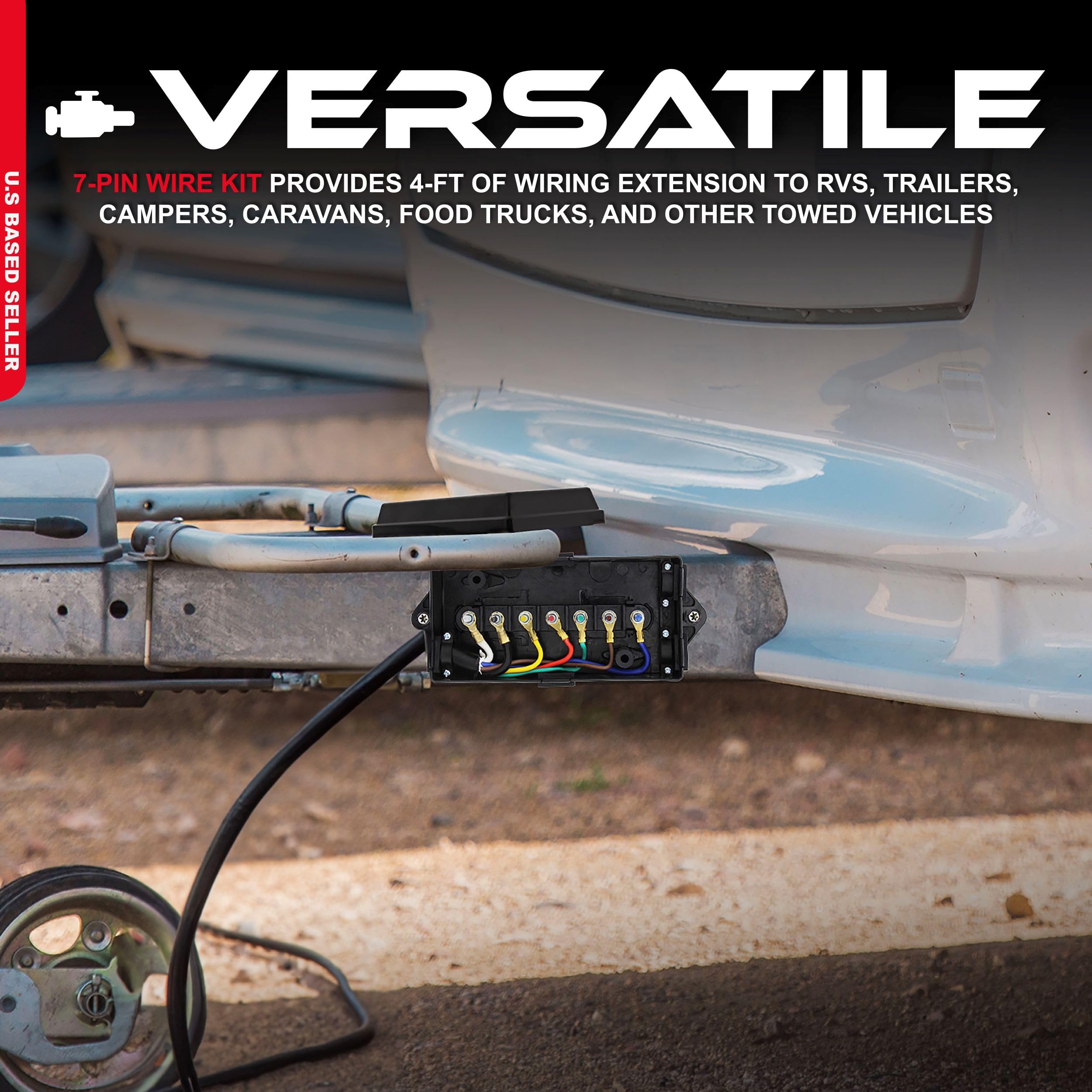 Abn 7 Pin Trailer Wiring Harness Plug Inline Trailer Cord   Roj Plug Trailer Cord With 7 Gang Junction Box And 4Ft Cord