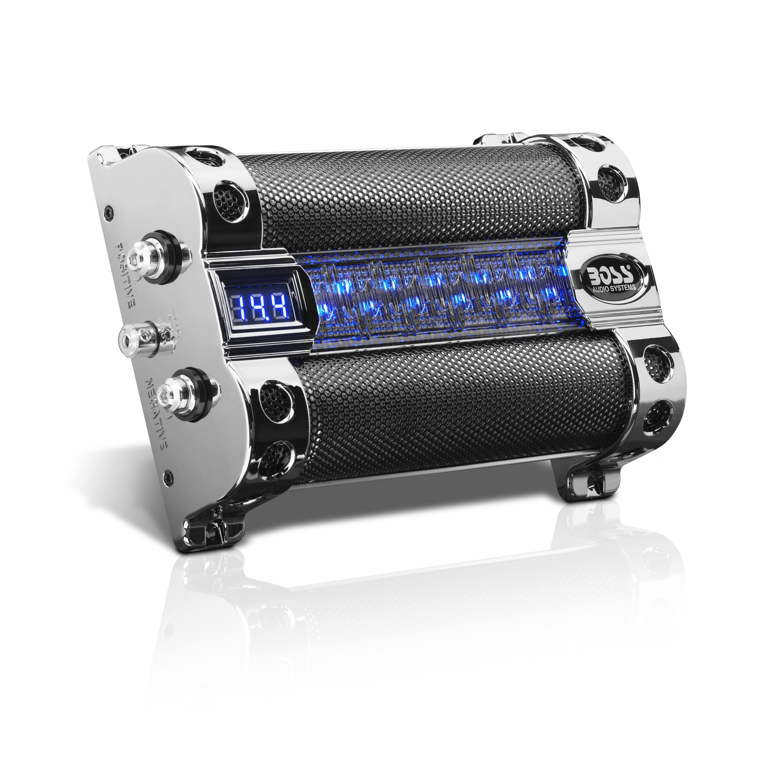 Boss Audio Systems Cap8 Car Capacitor   8 Farad, Energy Storage, Enhanced Bass From Stereo, Warning Reverse Polarity Tone, Volta