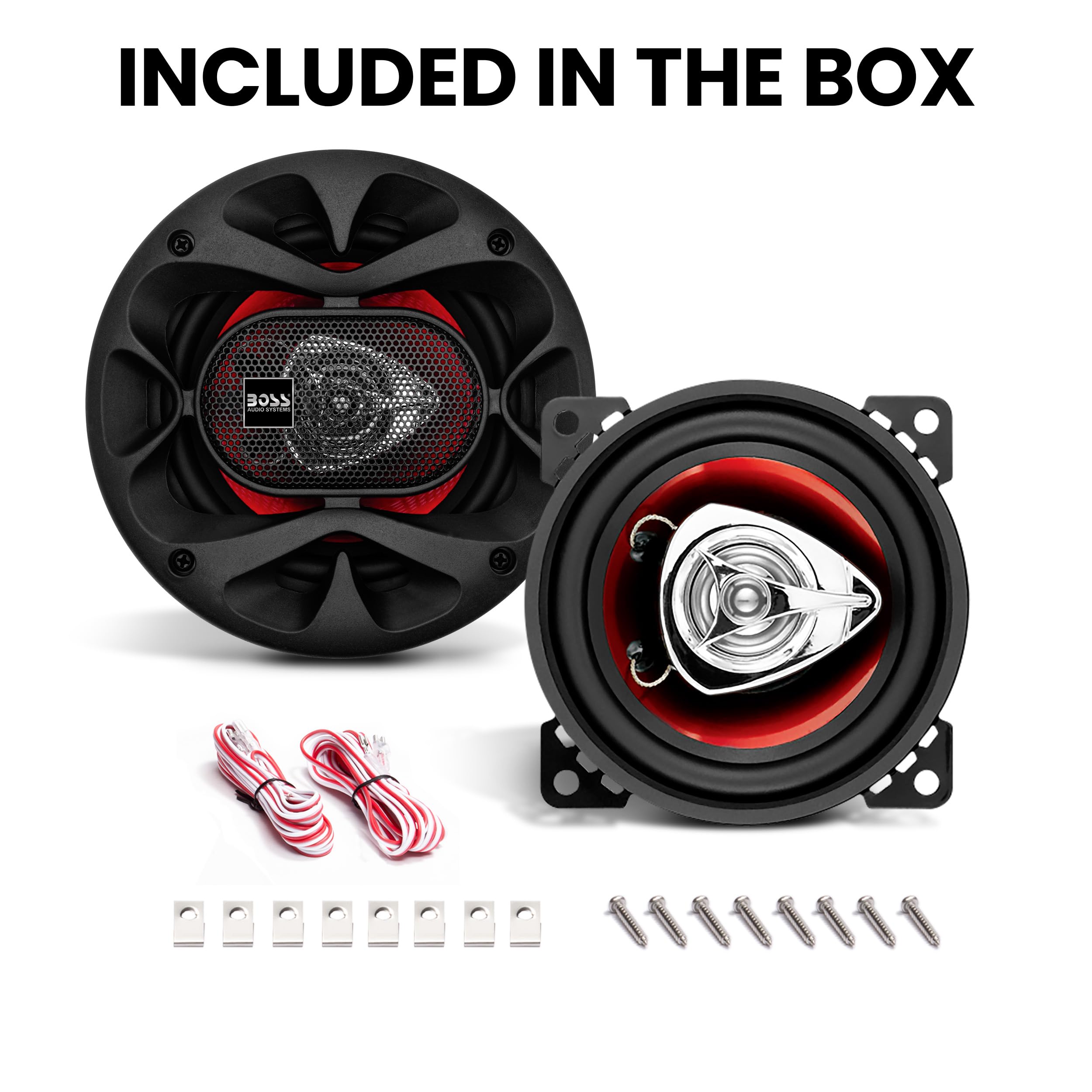 Boss Audio Systems Ch4220 Car Speakers   200 Watts Of Power Per Pair And 100 Watts Each, 4 Inch, Full Range, 2 Way, Sold In Pair