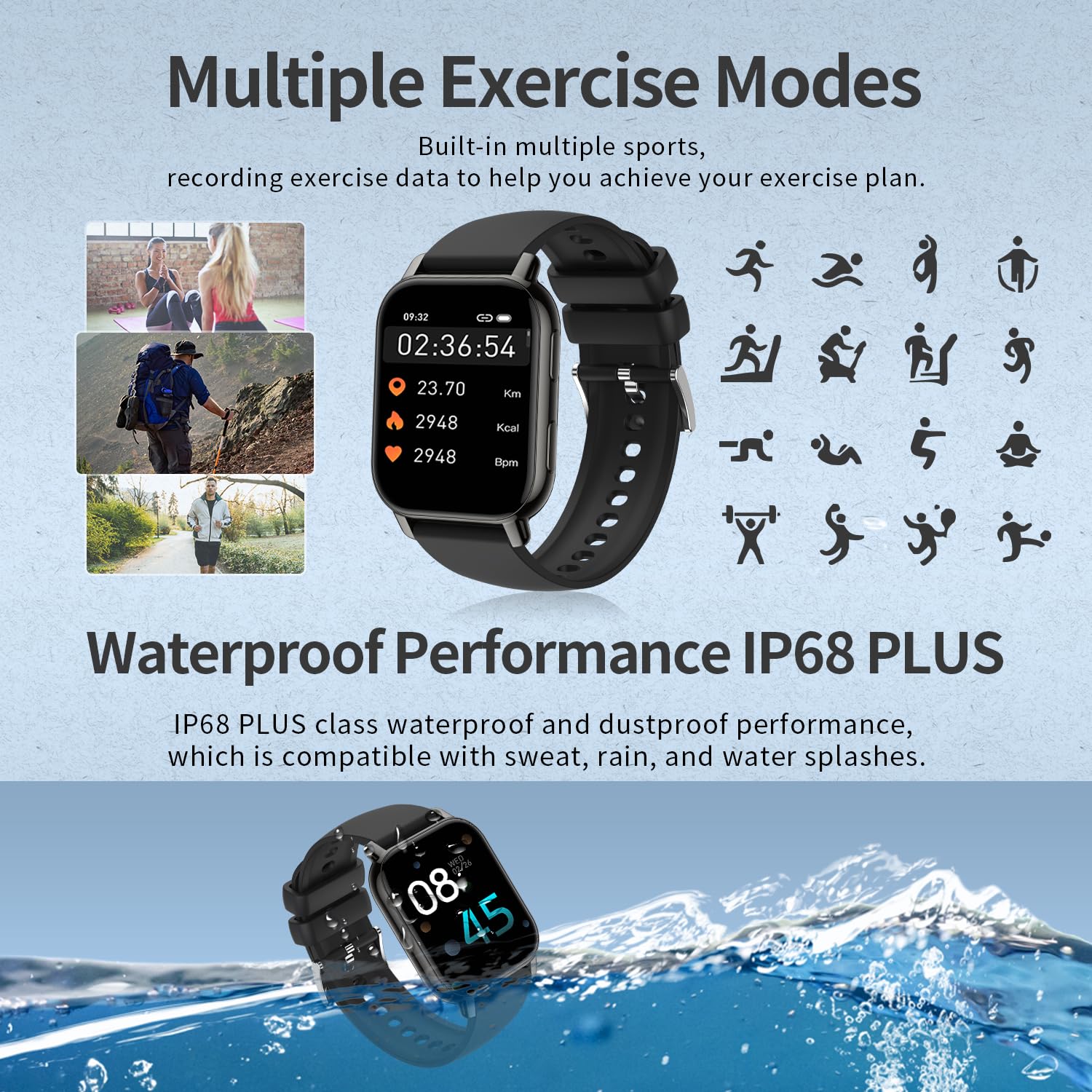 Zyvicxfj Smart Watch 1.85    Large Screen For Men And Women, Bluetooth 5.4 With Call Function Pedometer Wristwatch Sports Watch