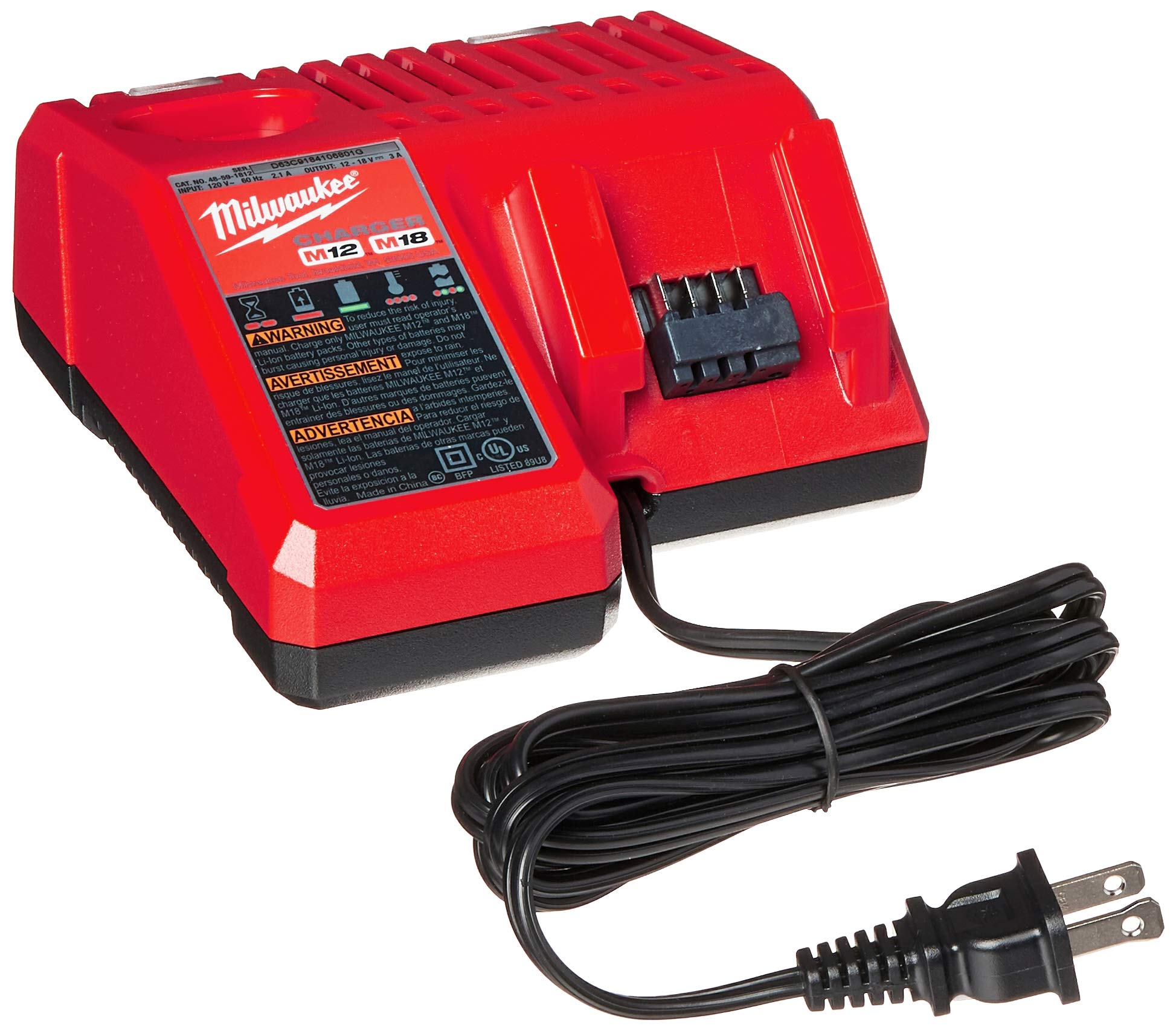 Milwaukee 48 59 1850 M18 Red Lithium Xc 5.0 Ah Batteries (2) + 48 59 1812 M12 And M18 Multi Voltage Charger Kit