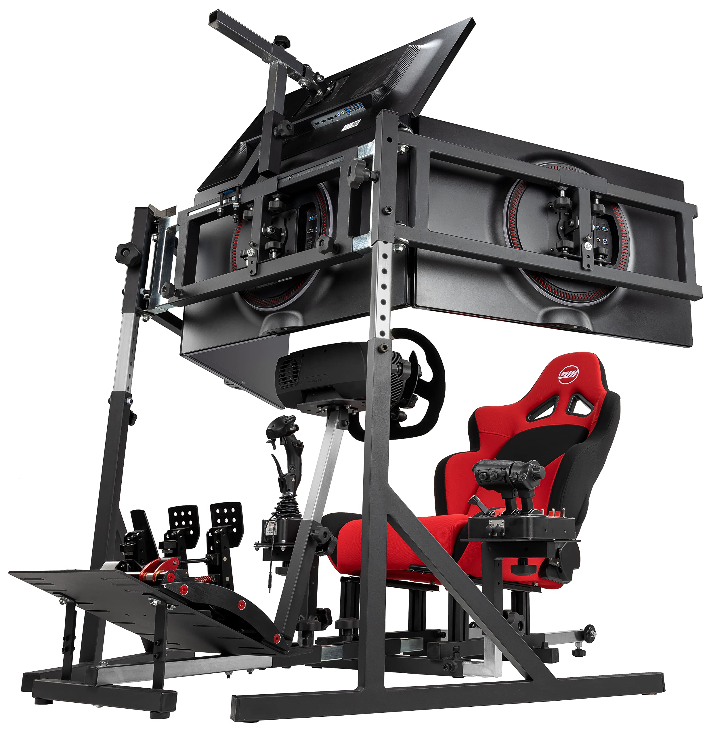 Triple Monitor Floor Stand Gen2 For Racing And Flight Simulators Model Ld | For Monitors Up To 100X100Mm Vesa Mount Or 24, 27, 3