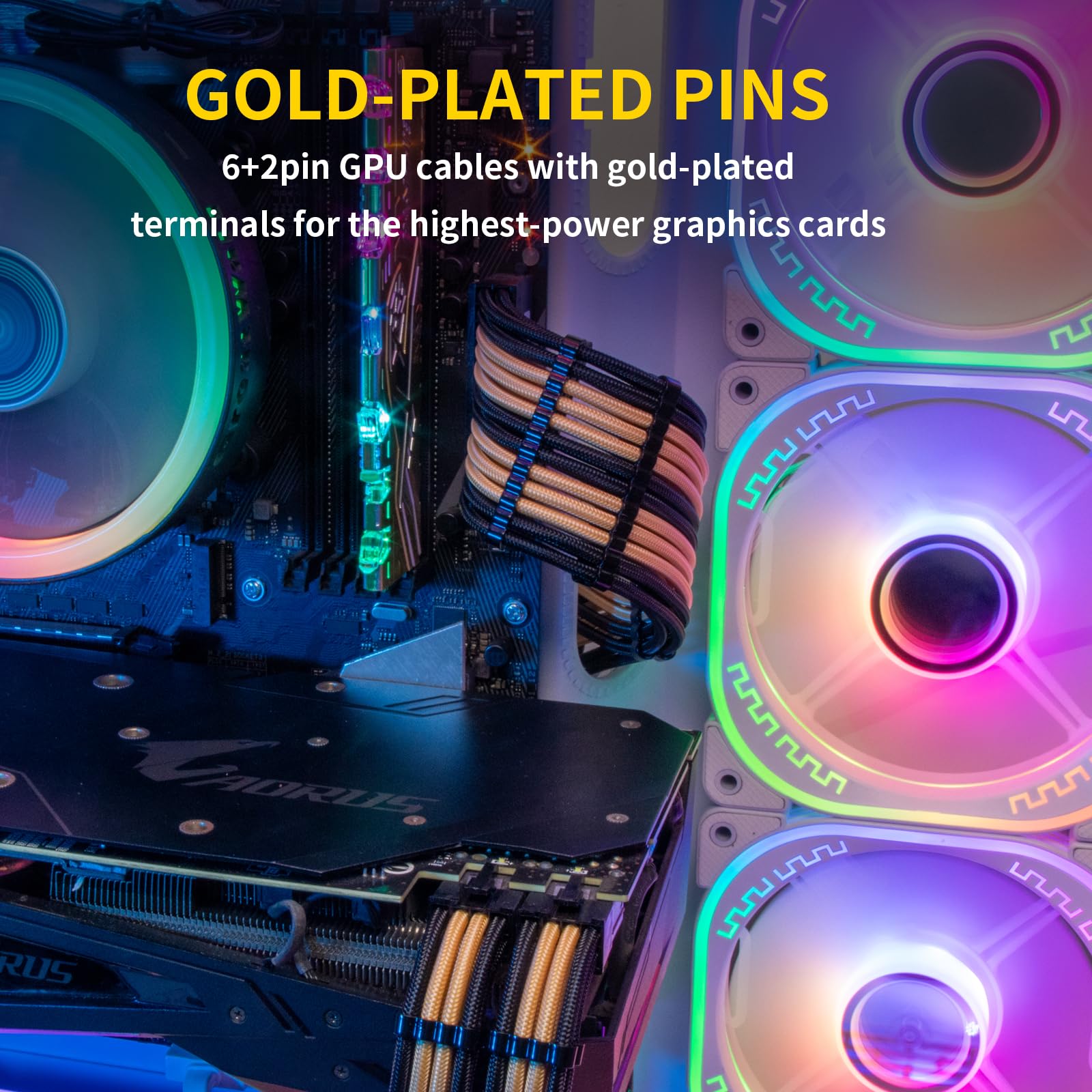 Sirlyr Psu Cables,Pc Cable Extension Mod,Customized Pre Install Cable Combs Power Supply Cable   1X24Pin Atx / 2X8 (4+4) Pin Eps