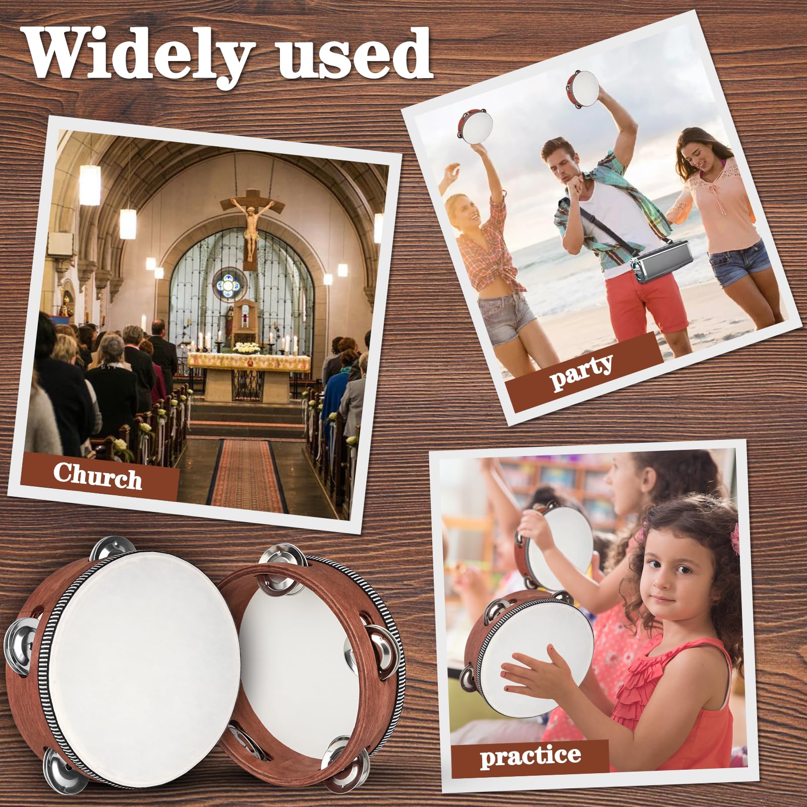 Tambourine, Tambourines For Kids, 6 Inches Wooden Hand Held Percussion Tambourine With Storage Bag, Tambourines Musical Instrume