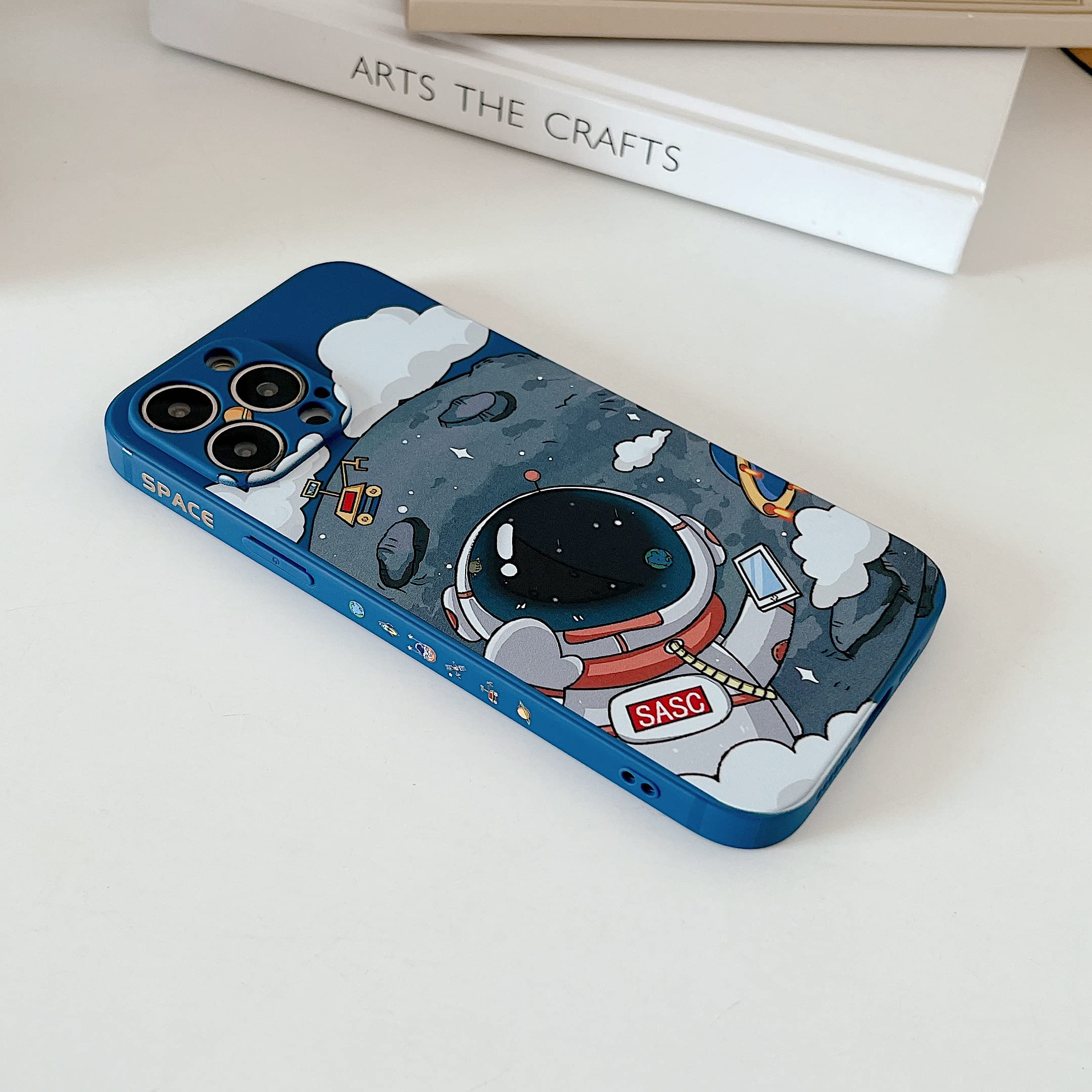 Yonds Queen iPhone 14 Plus Case Cartoon Astronaut Planet Moon Space Soft TPU Shockproof Blue Moons