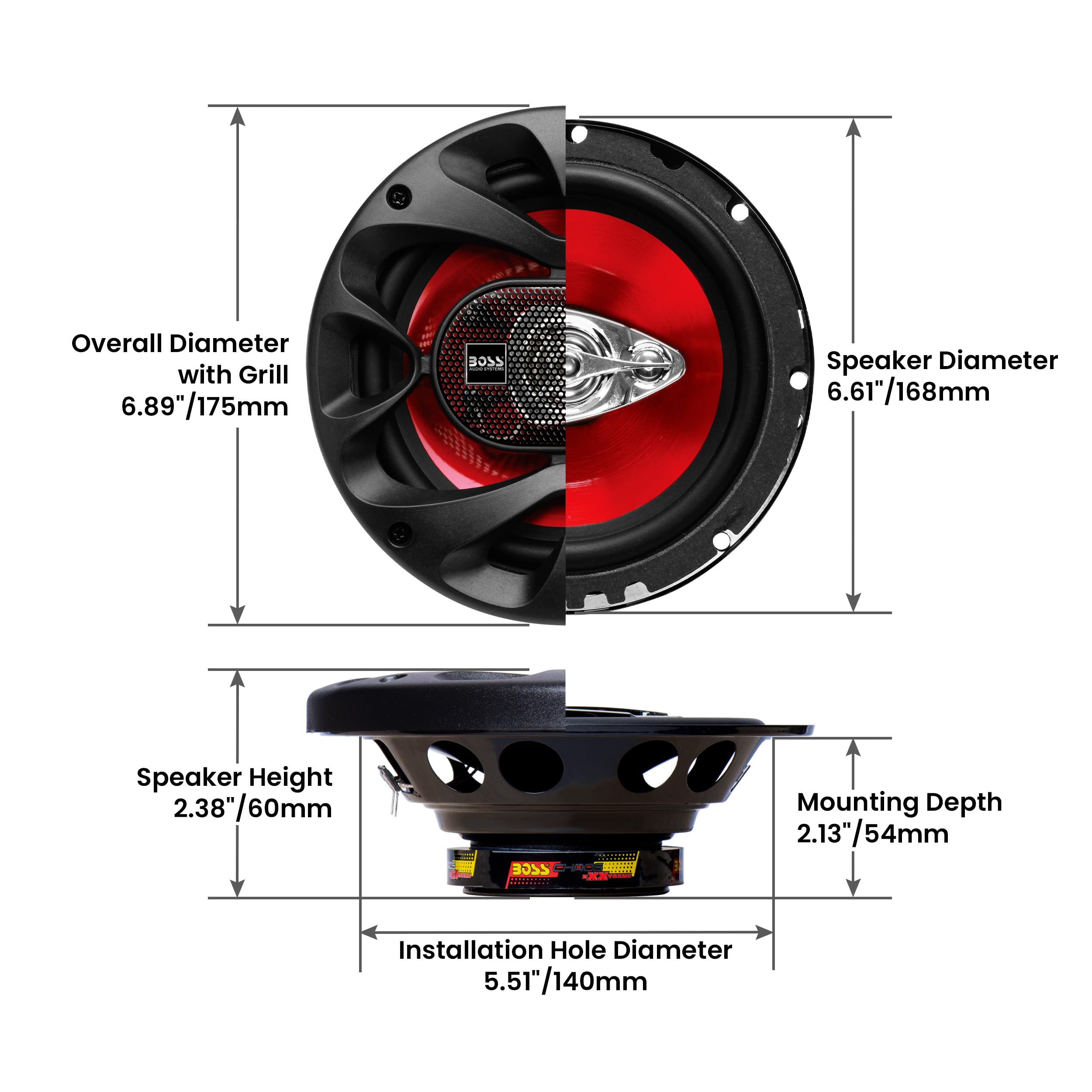 Boss Audio Systems Ch6530 Car Speakers   300 Watts Of Power Per Pair And 150 Watts Each, 6.5 Inch, Full Range, 3 Way, Sold In Pa