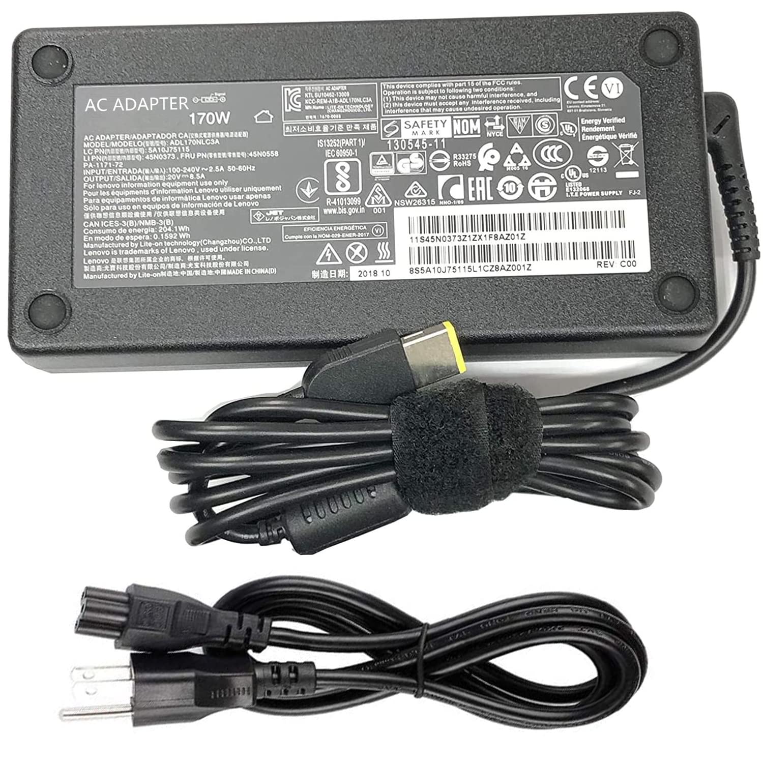 LVYATUO 170W ThinkPad Charger for Lenovo P1 P15 P17 T15g T15p P16 P50 P52 P53 W540 W541 - Black Laptop Power