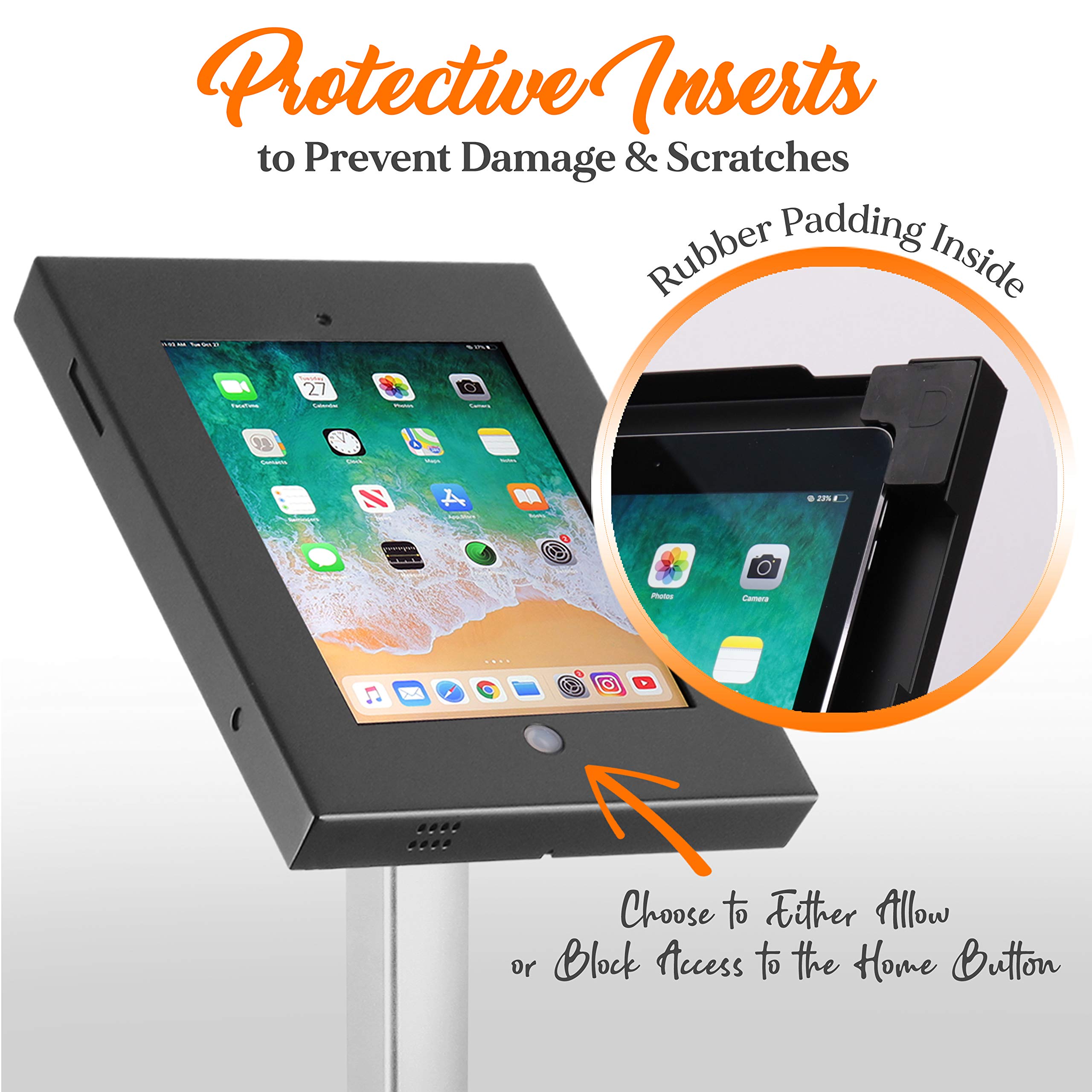 Pyle Pspadlk55 Tamper Proof Anti Theft Ipad Kiosk Safe Security Public Floor Stand, Holder, Public Display Case With Adjustable