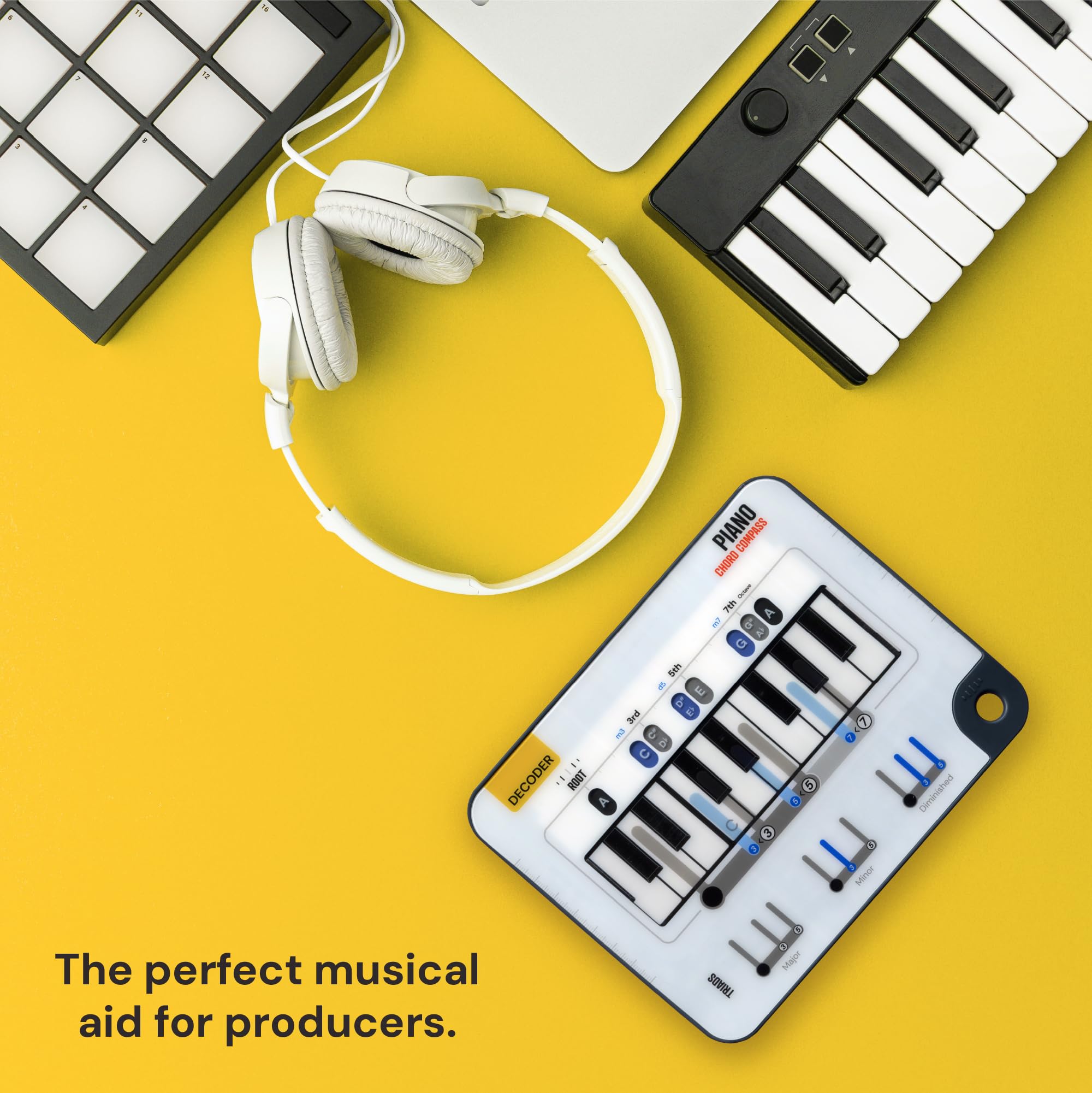Noisy Clan Piano Chord Compass - Beginner Keyboard Chord Tool, Plastic, White, Model: Piano Compass Solo