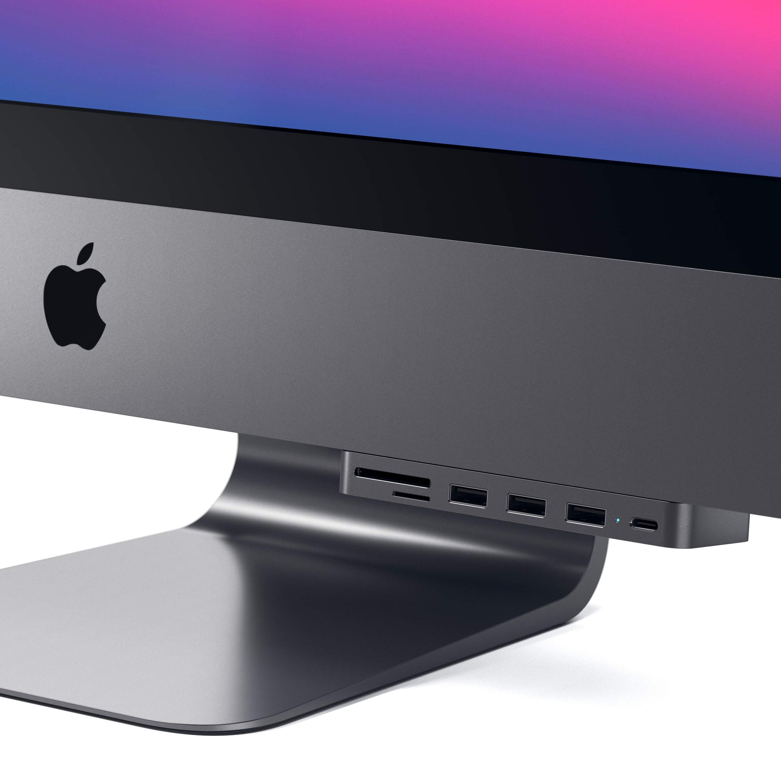 Satechi Aluminum Type C Clamp Hub Pro With Usb C Data Port, Usb A 3.0 Data, Micro/Sd Card Reader   Compatible With 2020/2019/2017 Imac & Imac Pro, Does Not Fit 2021 Imac (Space Gray)