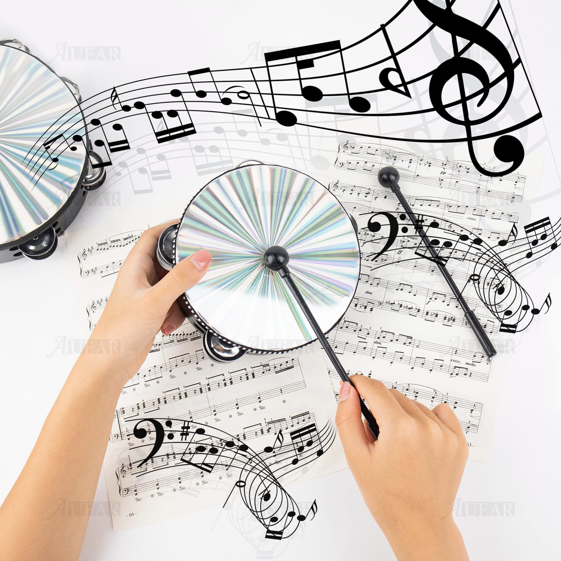 Auear, 10 Pack Drumsticks Plastic Handheld Drum Mallet Rod Musical Instrument Black