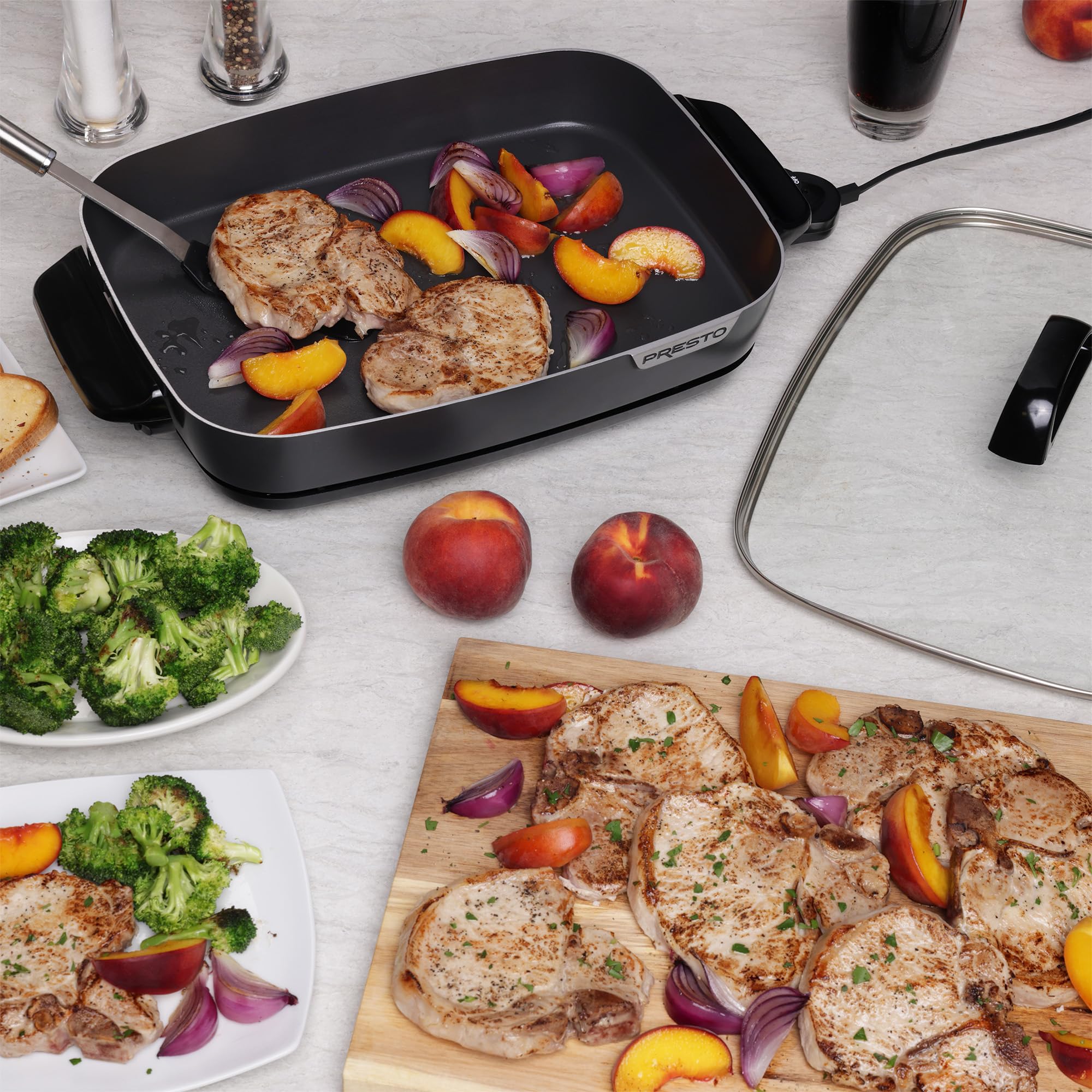 Presto 06858 Slimline Skillet With Glass Cover Electric, 16 Inch, Black