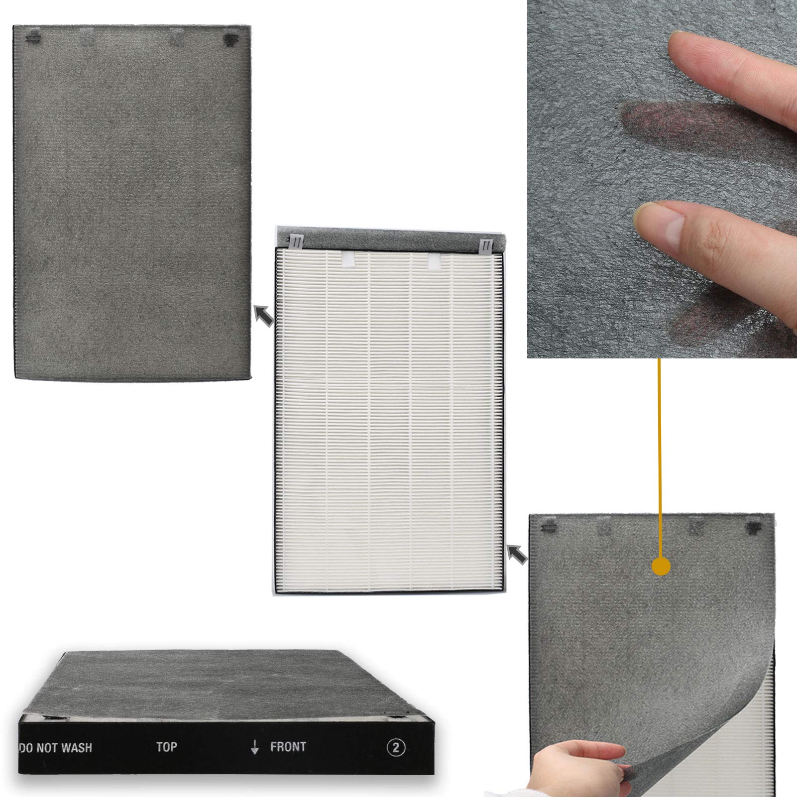 Ffsign 2678 Replacement High Efficiency Hepa Filter + 2677 Actived Carbon Filter For Bissell Air220 Air320, 1 True Hepa Pre Filt