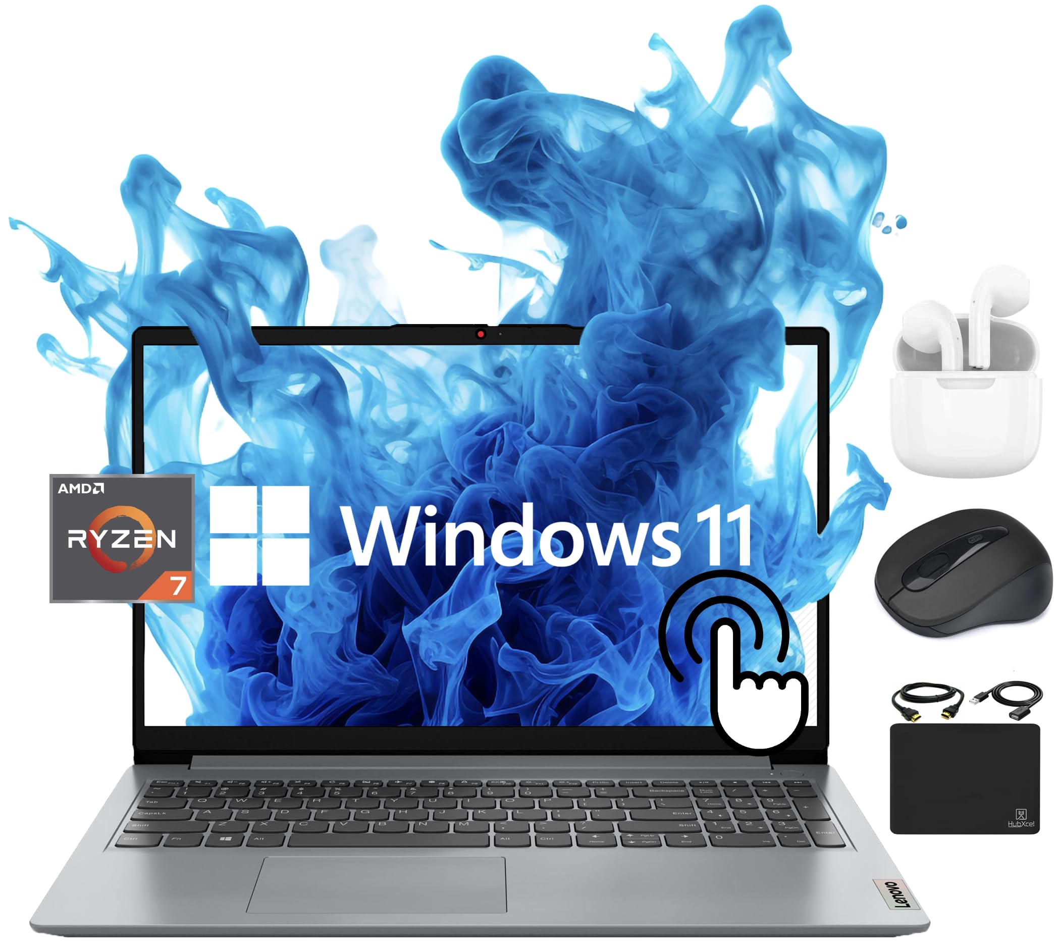 Lenovo Ideapad Laptop 2024 Flagship, 15.6'' Fhd Ips Touchscreen, Octa Core Amd Ryzen 7 5700U (Beats I7 1265U), 16Gb Ram, 512Gb S