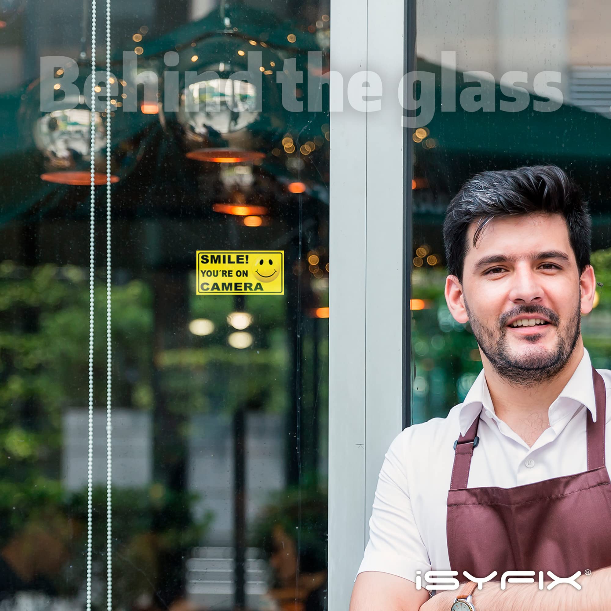 Isyfix Smile You'Re On Camera Stickers For Home   6 Pack 4X2 Inch   Decals For Inside The Window Or Glass, Uv, Weather, Scratch,