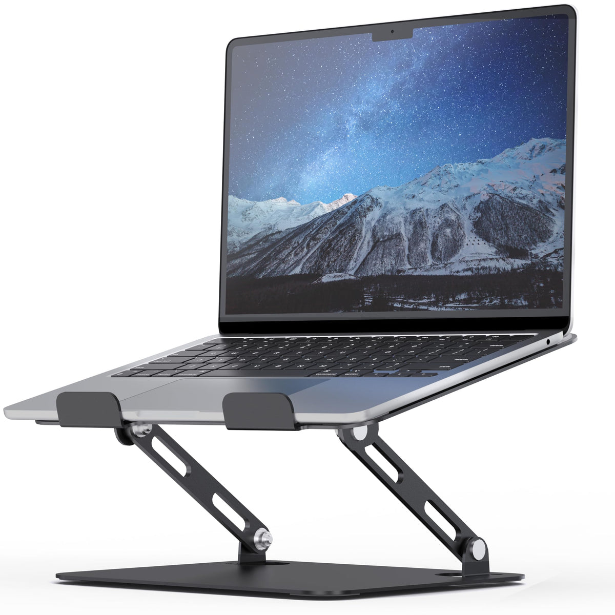 Soundance Laptop Stand For Desk With Stable Heavy Base, Adjustable Height Multi Angle, Ergonomic Metal Riser Holder, Foldable Mount Elevator, Compatible With 10 To 15.6 Inches Pc Computer, Black