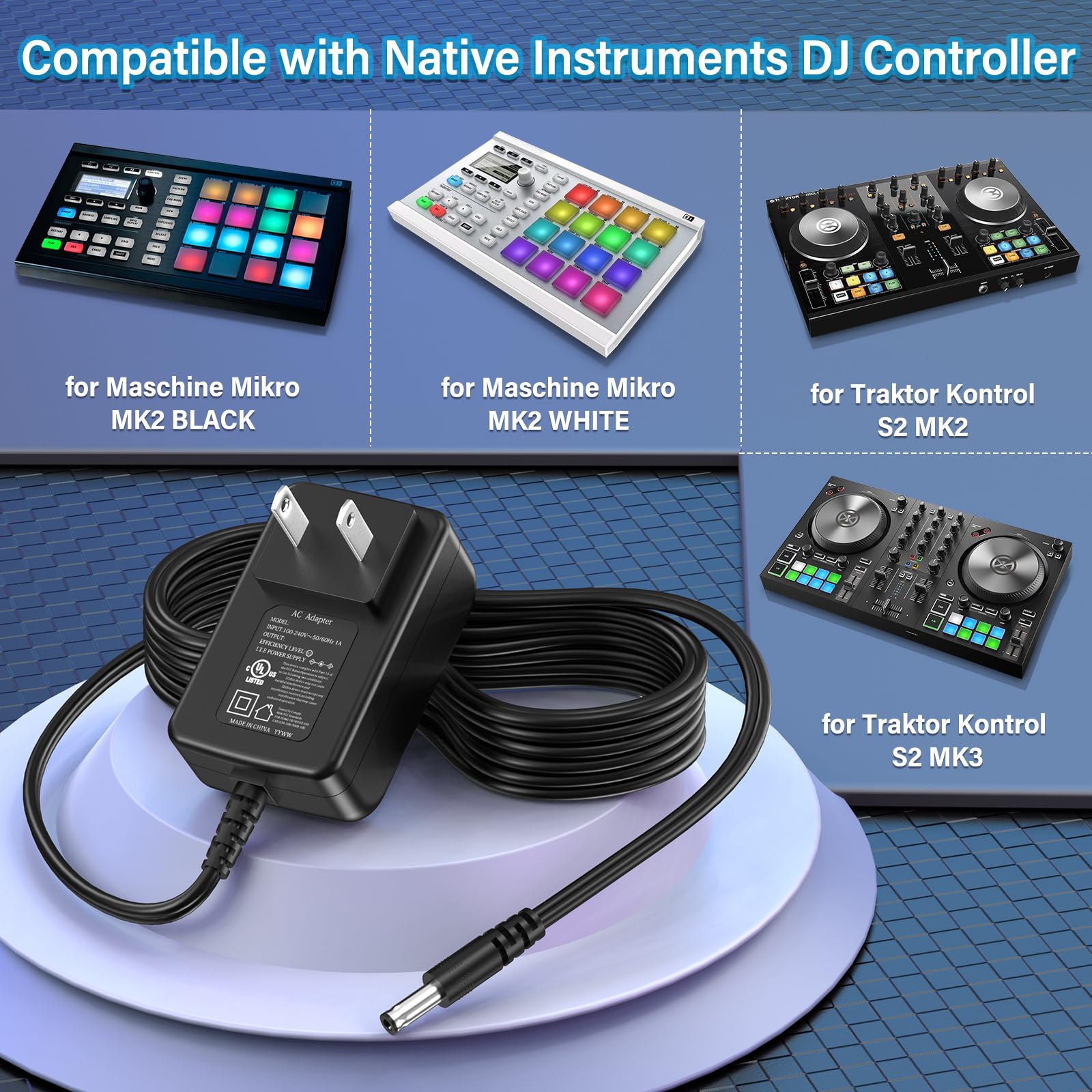 Hienadtor 15V Charger Power Cord Ac Dc Adapter Compatible With Native Instruments Maschine Mikro 21947 22550 Mk2 Studio Ni Trakt