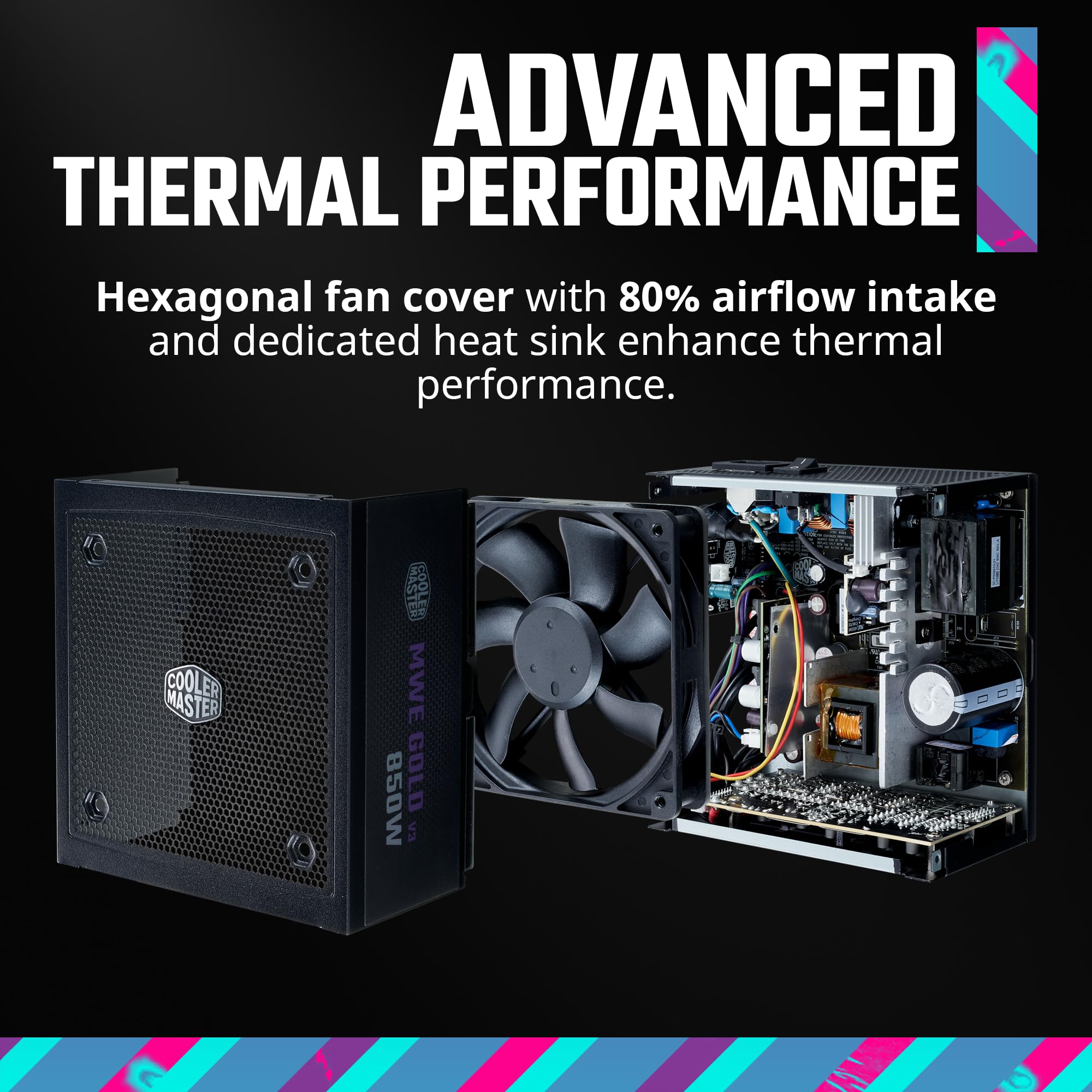 Cooler Master Mwe Gold 850 V3 Atx 3.1 Full Modular Psu, 850W, 80+ Gold Efficiency, 90 12Vhpwr|600W Pcie 5.1, Japanese Capacitors