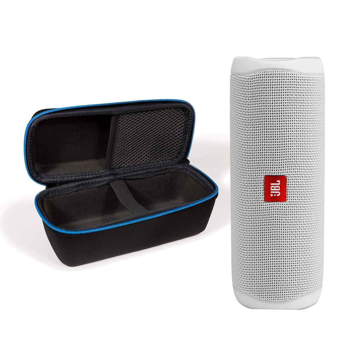JBL Flip 5 (White) + Bundle with divvi! Protective Hardshell Case