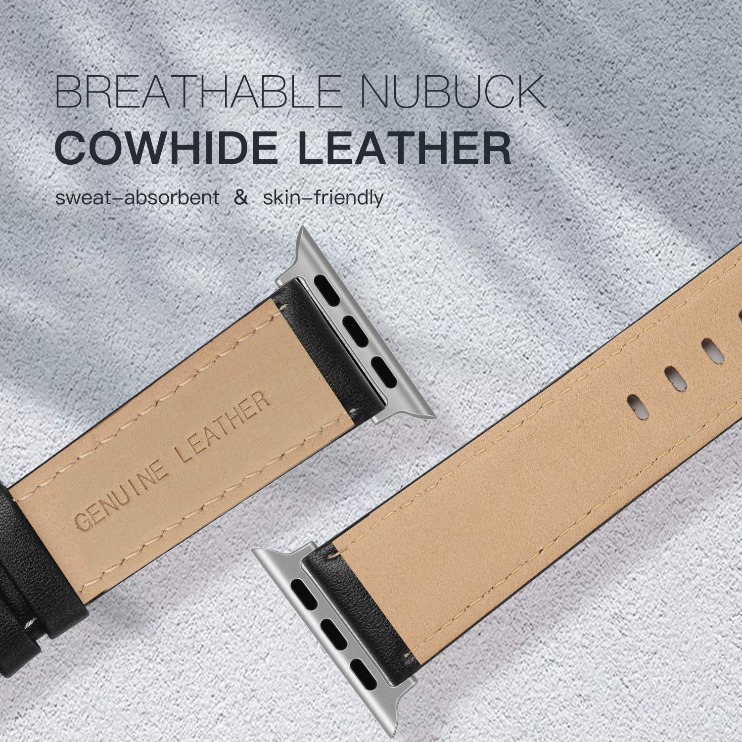 Edimens Leather Bands Compatible With Apple Watch 42Mm 44Mm, Genuine Leather Vintage Strap Classic Buckle Compatible With Apple