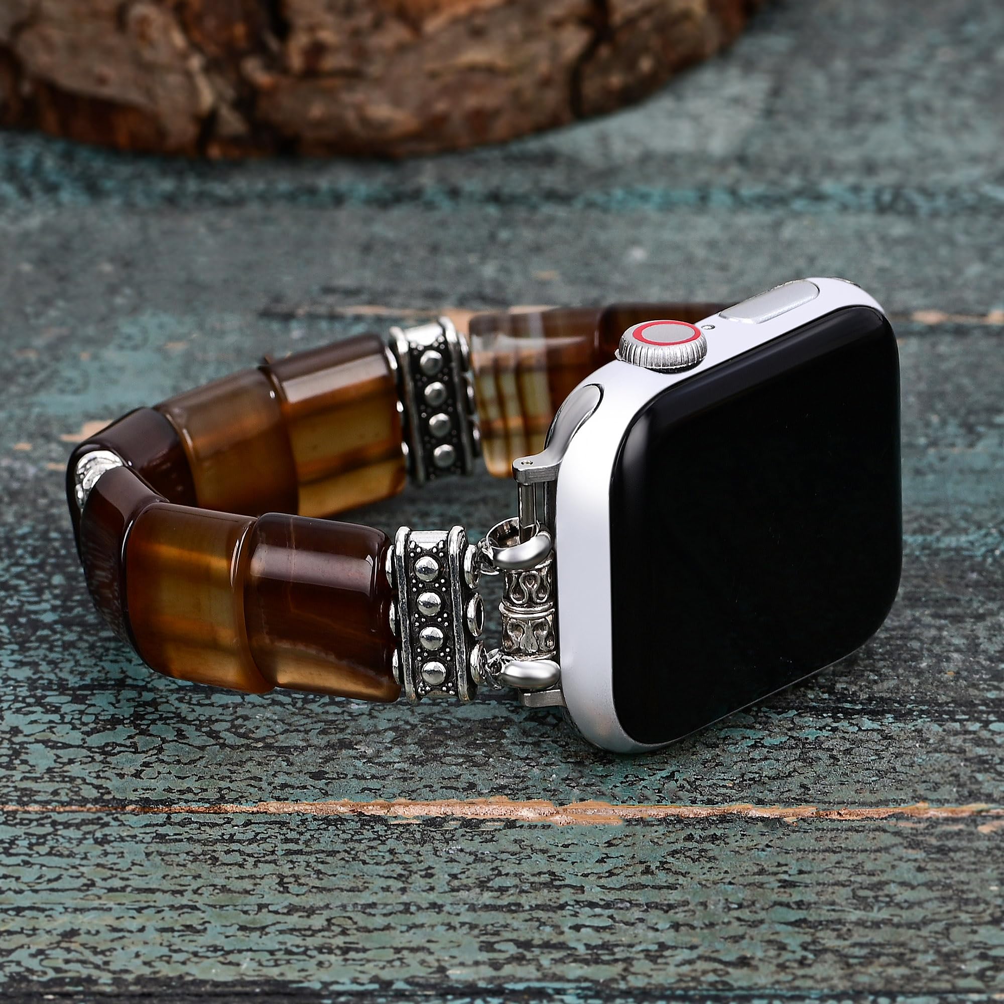 Cape Diablo Smart Watch Band For Women - Handmade Gemstone Strap - Compatible With 38Mm-45Mm Apple Faces (Ethereal Dune, Small -