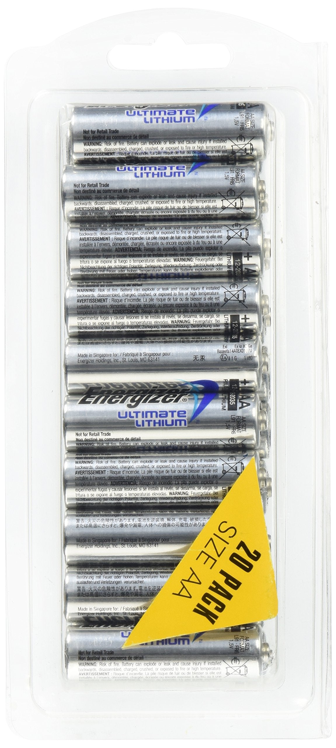 Energizer Ultimate Lithium Aa Size Batteries   20 Pack