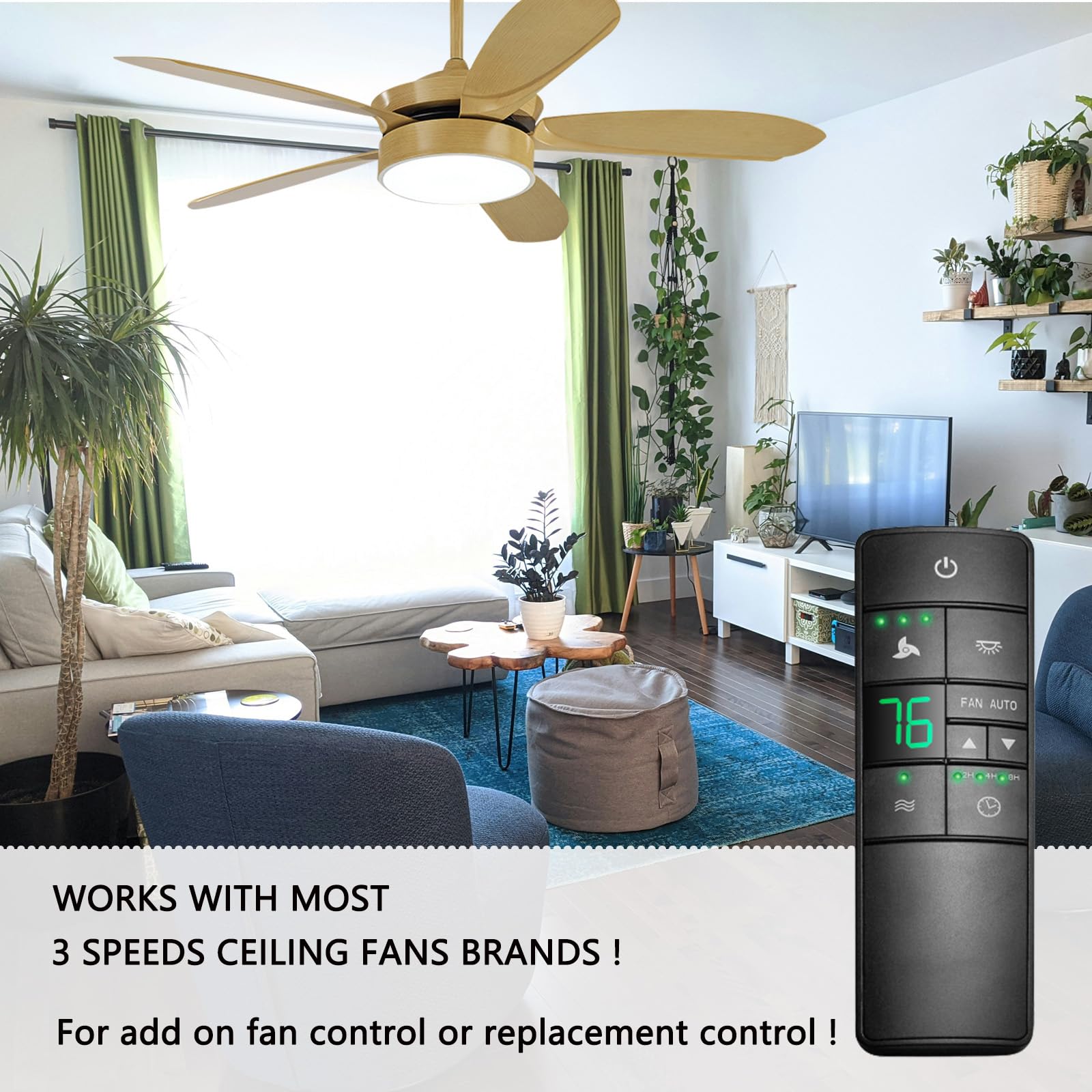 Thermostatic Ceiling Fan Remote Control Replacement For Hampton Bay 2Aazphd3/Hd3 Kujce10320/Tr222A, With Timer Light Dimmer, 3 S