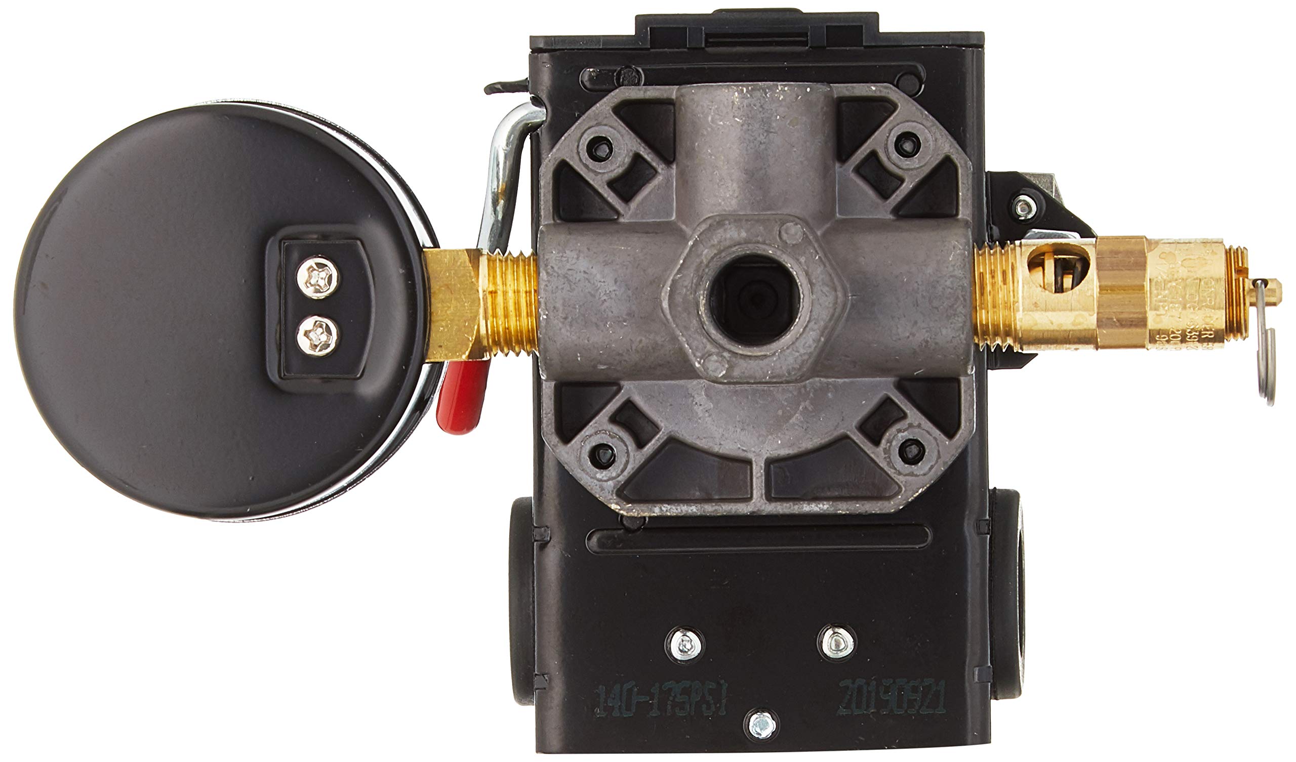 26 Amp H/D Pressure Switch Air Compressor 145-175 4 Port W/0-200 Psi Gauge & 200 Psi Pop Off Valve