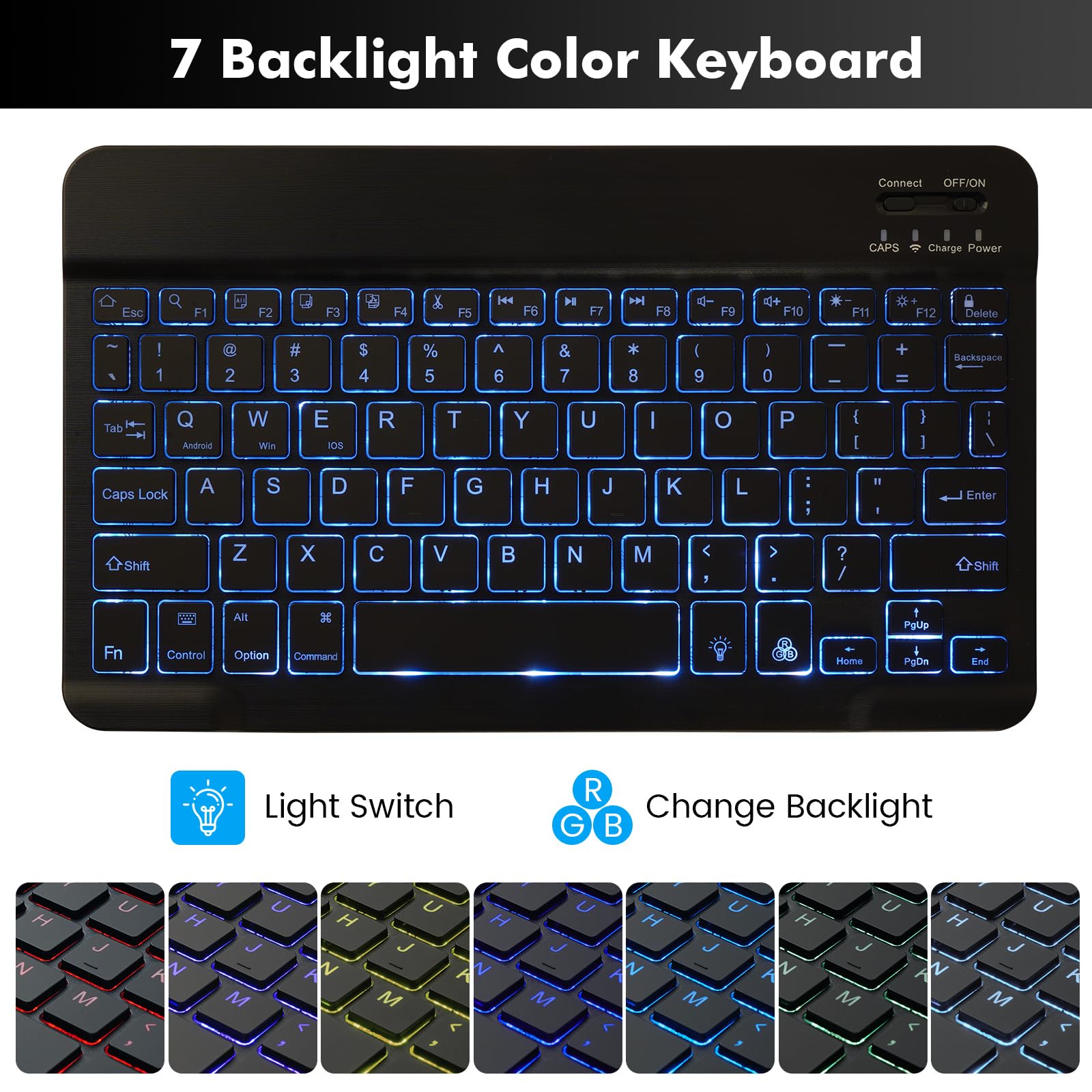 Soppy Keyboard Case For Ipad 9Th/8Th/7Th Generation, 7 Color Backlit Keyboard Case For 10.2In Ipad (2021/2020/2019)&10.5In (Ipad