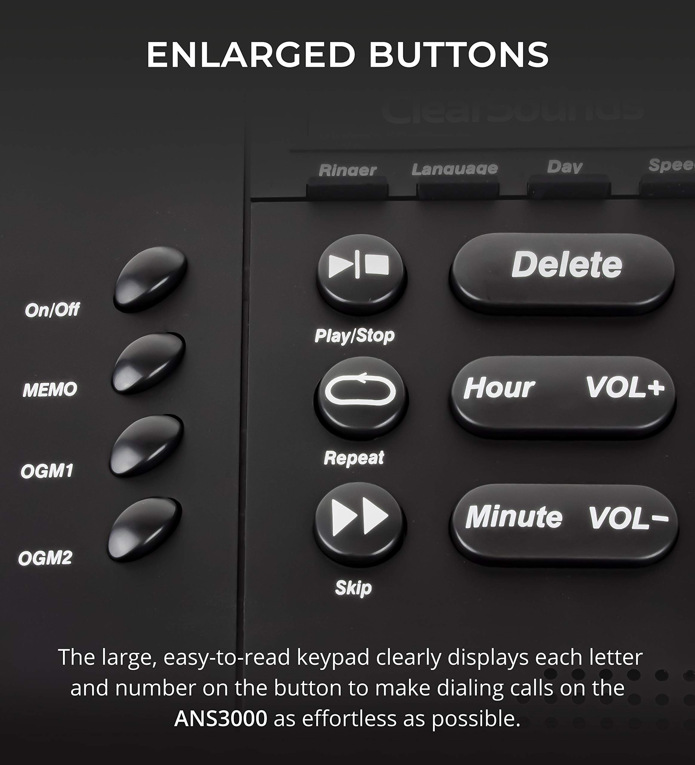 Clearsounds Ans3000 Amplified Answering Machine For Analog Telephones Landline With Up To 30Db Amplification