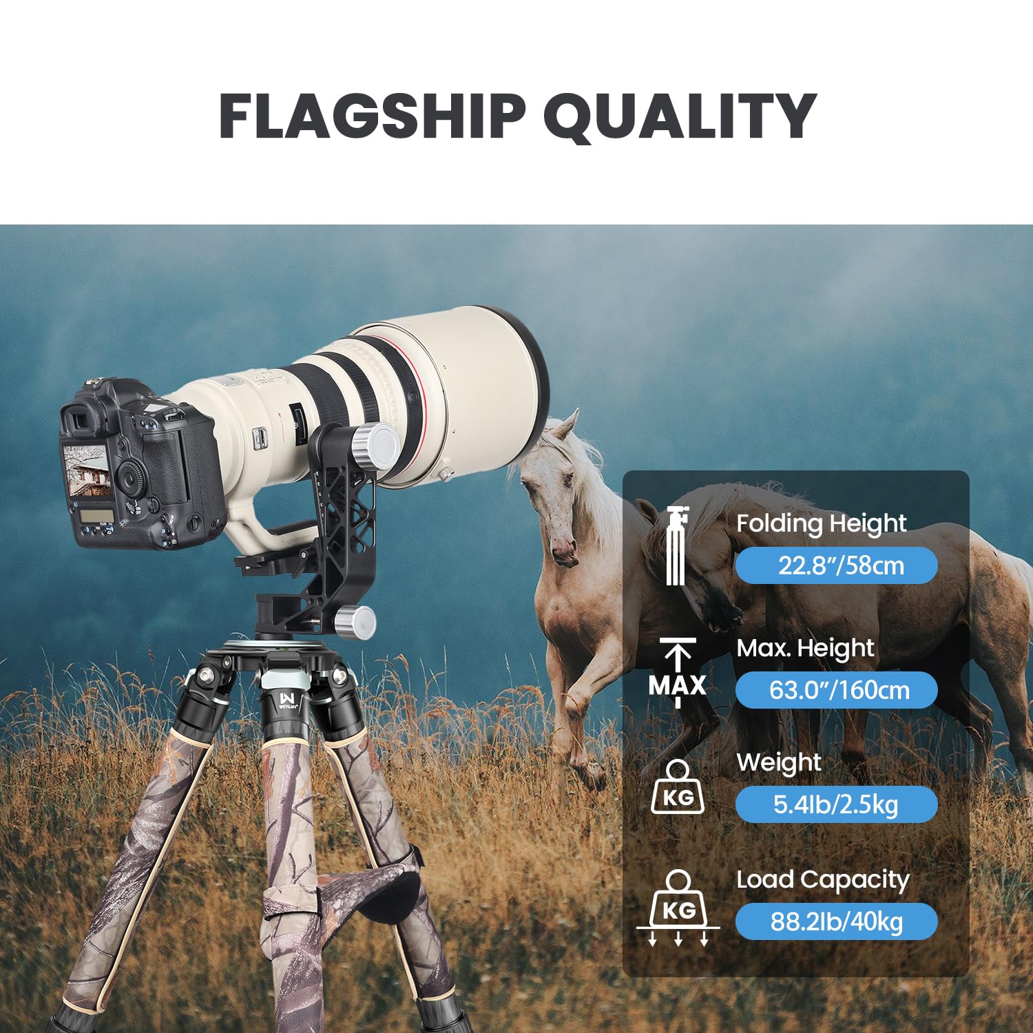Carbon Fiber Tripod For Camera, Weyllan Lx9G Heavy Duty Camera Tripod, Bowl Tripod With 40Mm Leg Camouflage Sleeve 10 Layer Carb