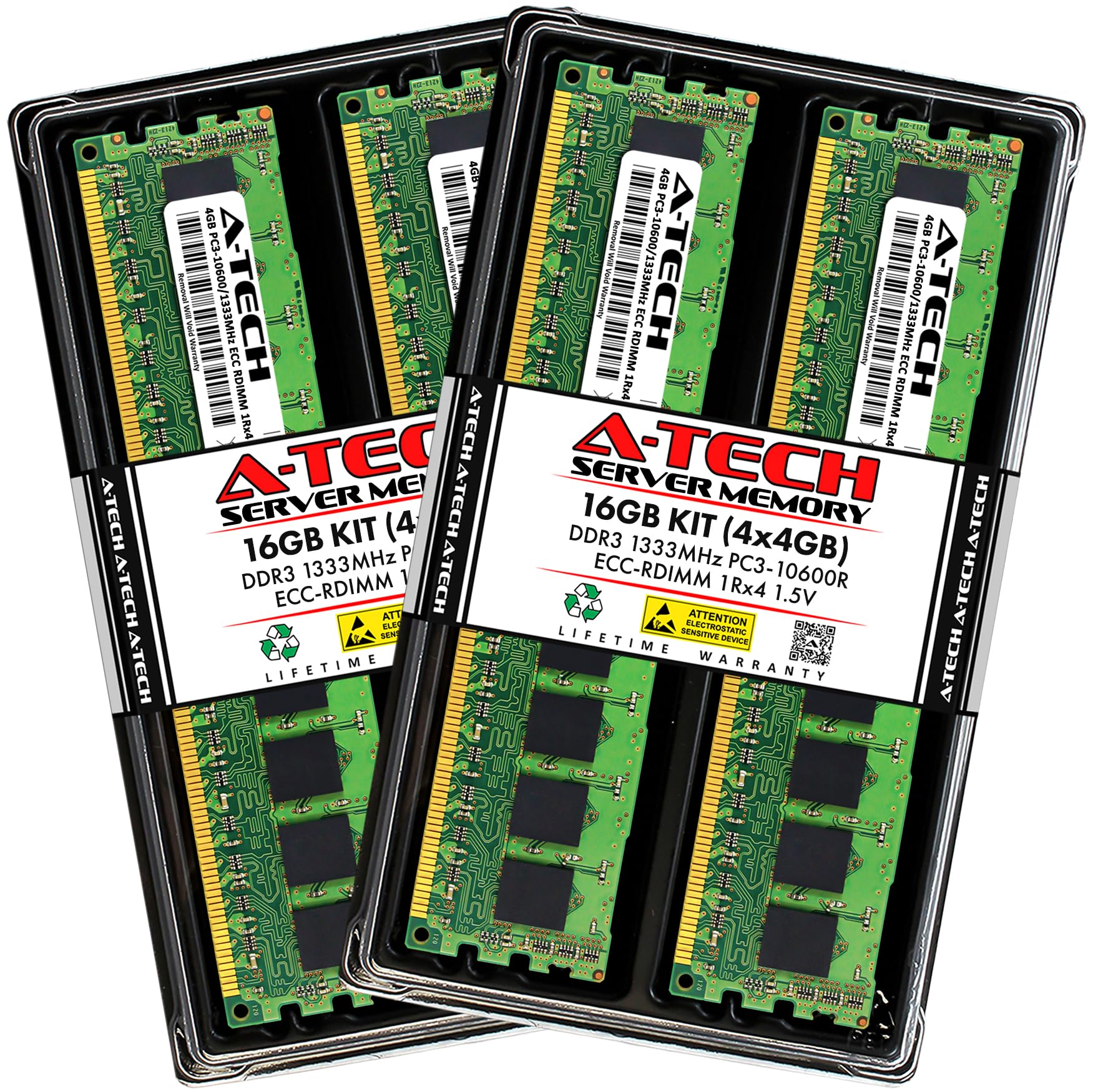A Tech 16Gb Kit (4X4Gb) Ddr3 1333Mhz Pc3 10600R Ecc Rdimm 1Rx4 Single Rank 1.5V Ecc Registered Dimm 240 Pin Server Ram Memory Up