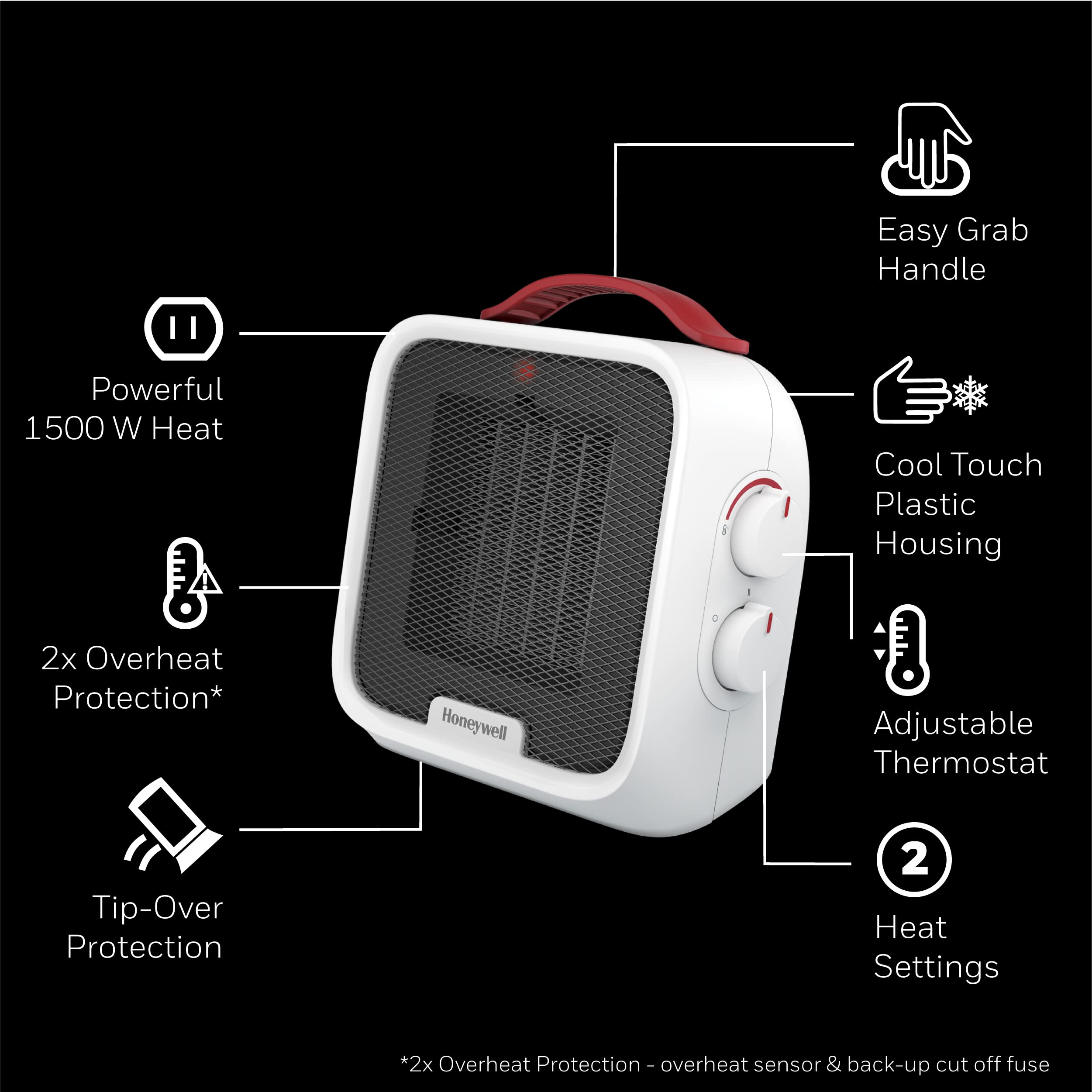 Honeywell Uberheat 5 Ceramic Space Heater For Small Rooms, White