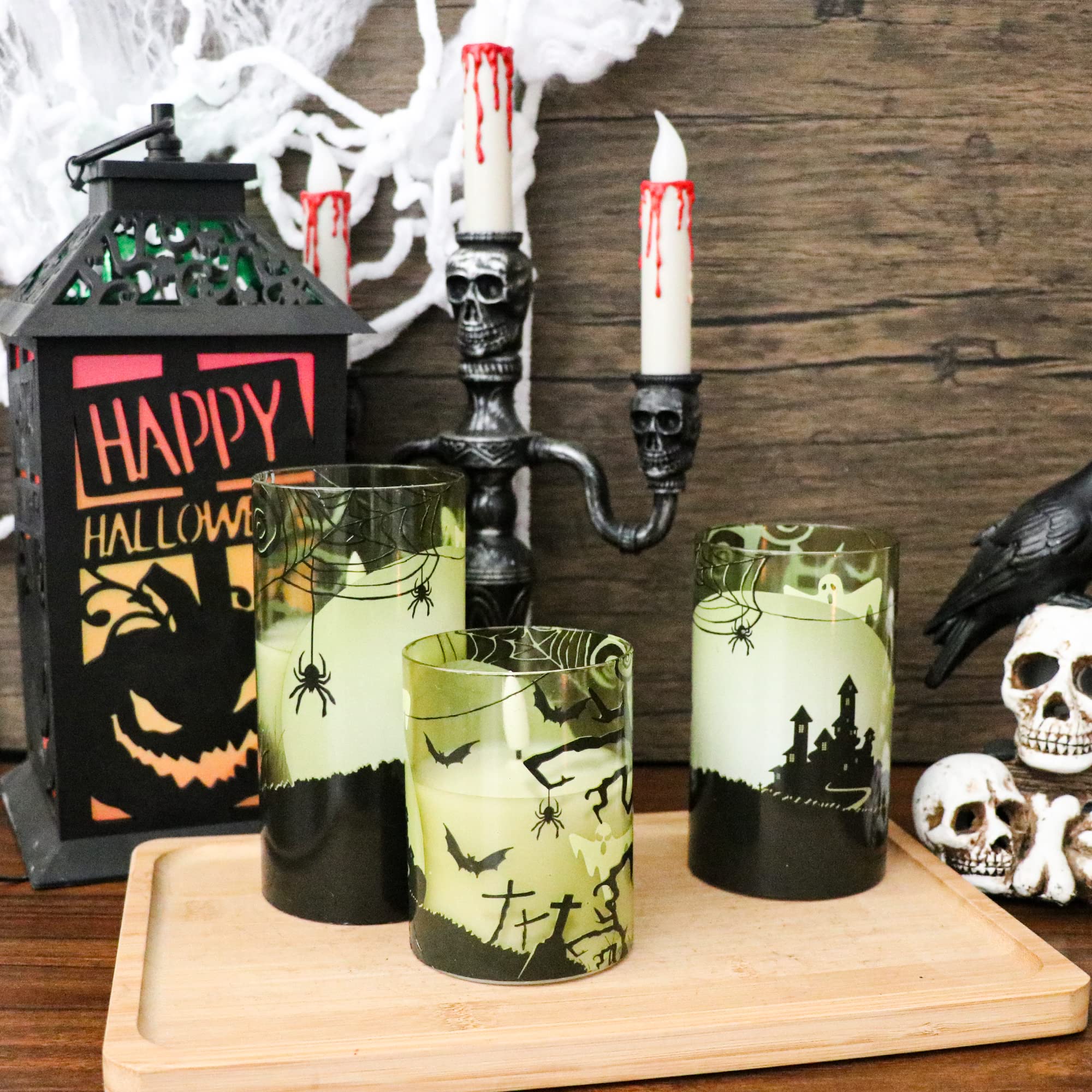 Dromance Spider Glass Flameless Candles With Remote And Timer, Battery Operated Realistic 3D Wick Flickering Real Wax Led Candle