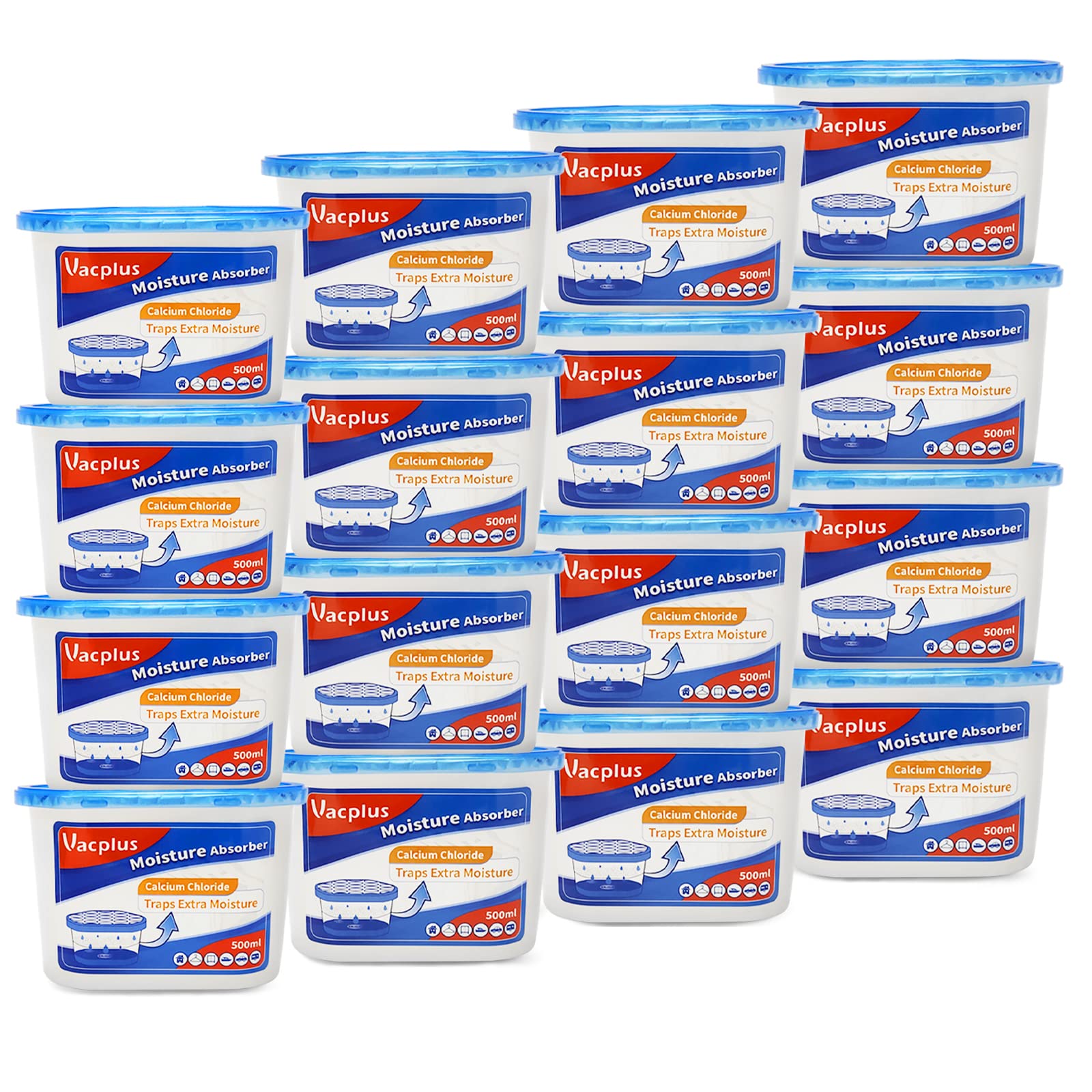 Vacplus Moisture Absorber Boxes (16 Pack), Humidity Absorber Attracts Extra Moisture From Your Bathroom, Closet, Kitchen & Study