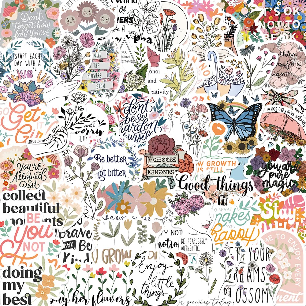 Inspirational Stickers,Inspired Flowers Motivational Stickers,Postive Stickers For Water Bottle Laptop Scrapbooking Stickers