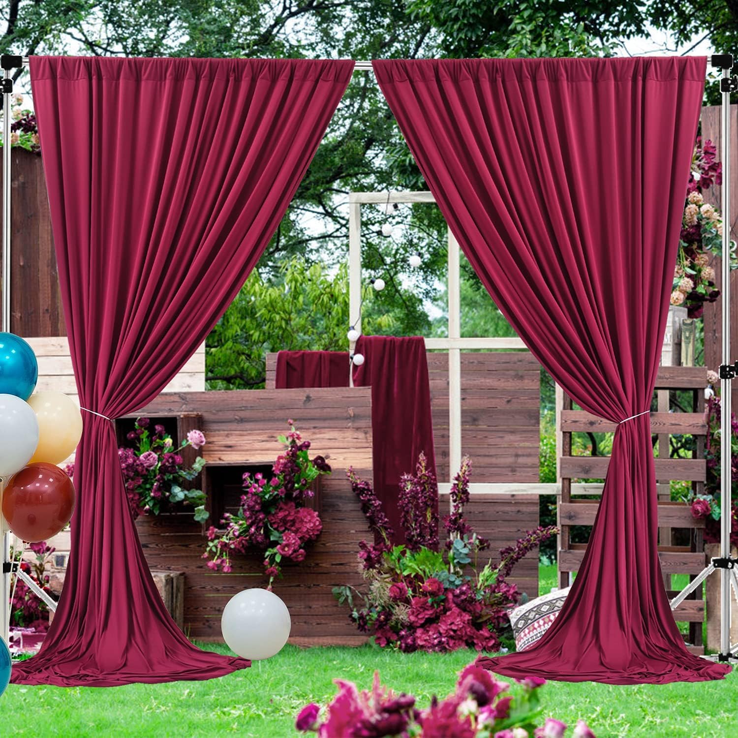 10X8Ft Wrinkle Free Burgundy Backdrop Curtain Maroon Backdrop Drapes, Thick Fabric Wedding Curtains Party Background For Baby Sh