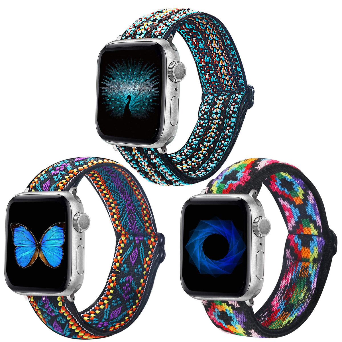 Dsytom 3 Pack Elastic Band Compatible With Apple Watch Bands 38Mm 41Mm 40Mm 42Mm 44Mm 45Mm 49Mm, Adjustable Stretchy Nylon Bands